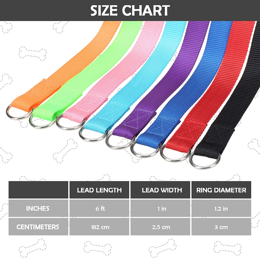 Homimp Slip Lead Dog Leash 6 Ft- 8 Pcs Bulk Colors Kennel Control Leashes For Small Medium Large Dogs Puppy Animal Rescue, Groom