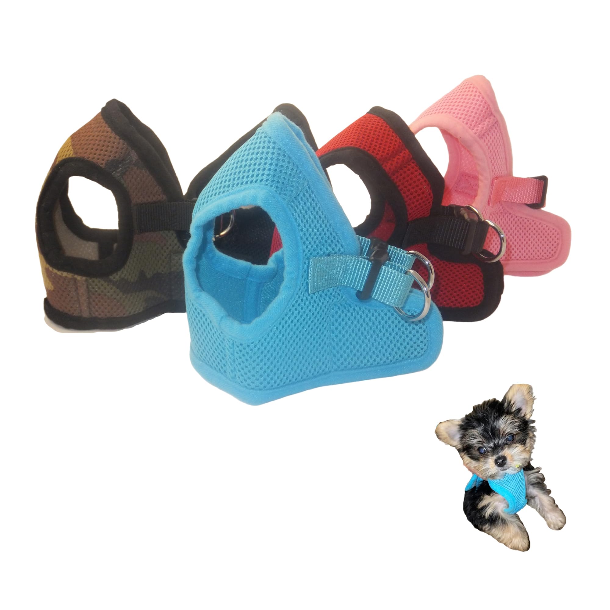 Snazzi Pet Teacup Dog Harness - Xxs Dog Harness - Soft Mesh Step In Dog Harness No Pull - Adjustable Dog Harness - Dog Harness Small Size Dog 2-25 Lbs Mini, Toy Yorkie (Blue, Xs 9.0'-11.5' 2-4 Lbs)