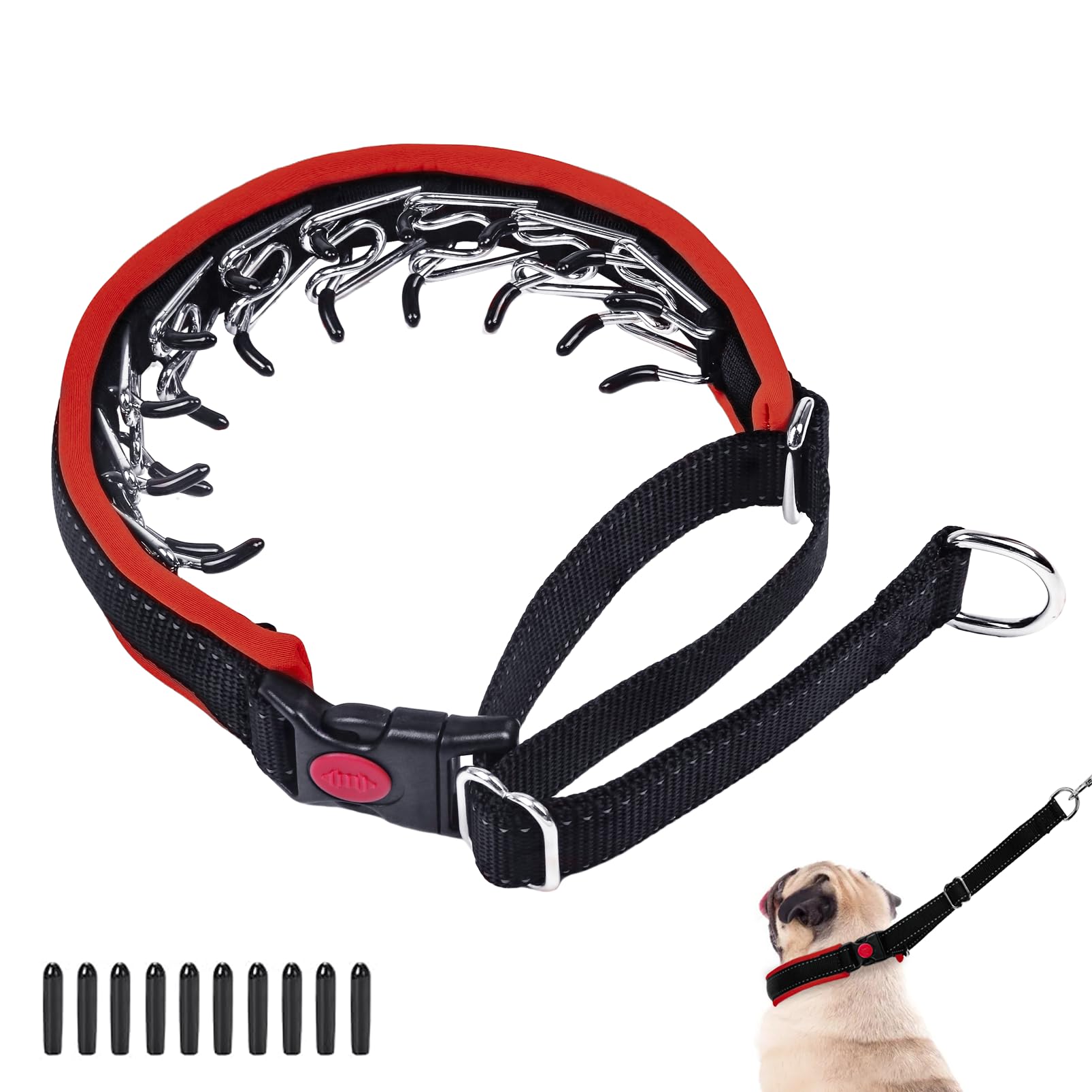 Martingale No Pull Dog Collar, Heavy Duty Nylon With Buckle, Adjustable Anti Pull Reflective Slip for Large Medium Small Dog Tra