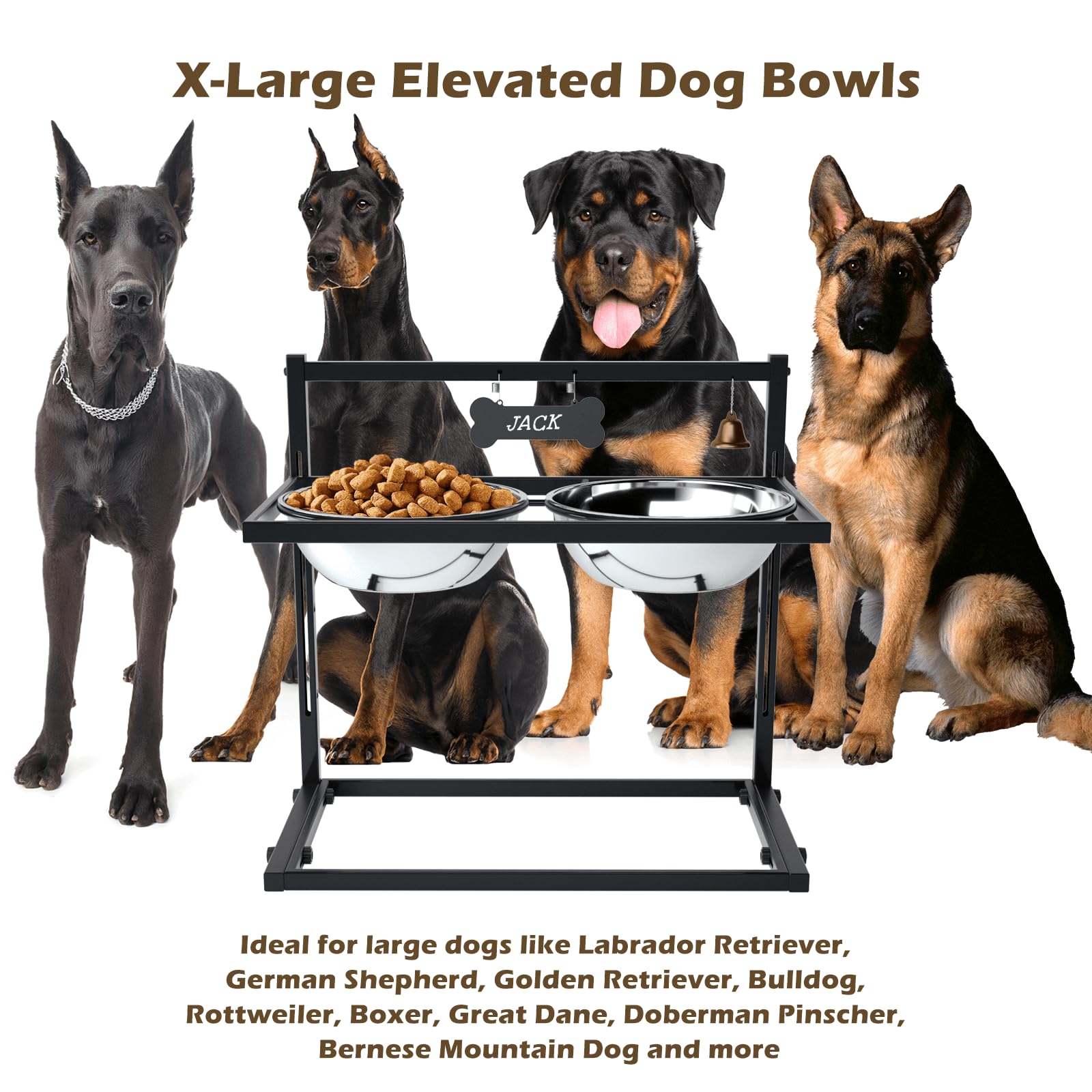 TIDANT ??-?????????? Elevated Dog Bowls for Extra Large Dogs with Mat,Raised Dog Bowl Stand for Large Breed Adjusable Height Dog