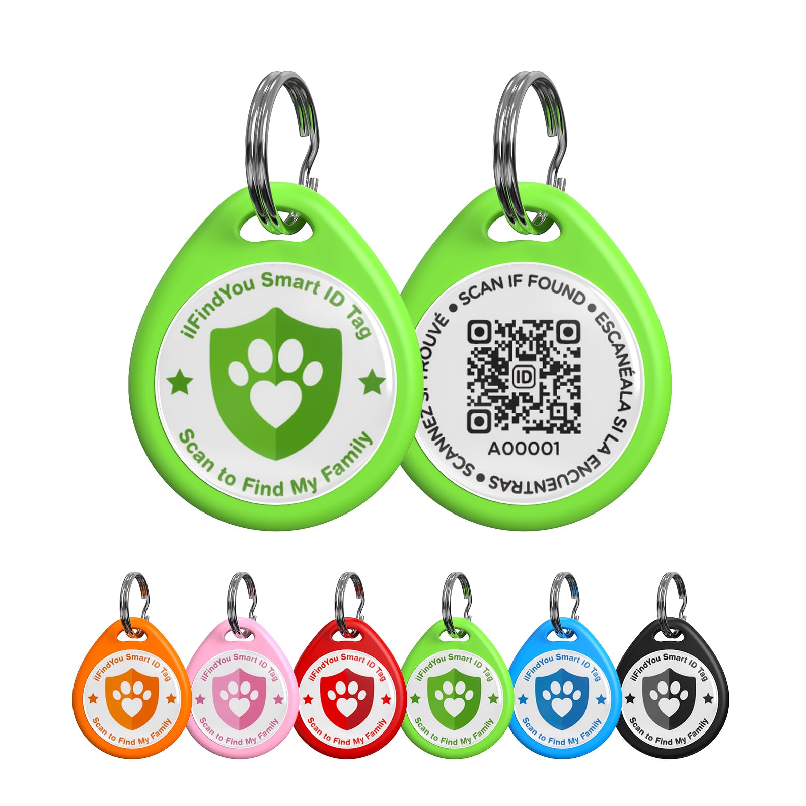 Ilfindyou Dog Tags Personalized, Qr Code Pet Id Tags For Dog Collar, Online Profile, Scan Location Alerts, Green