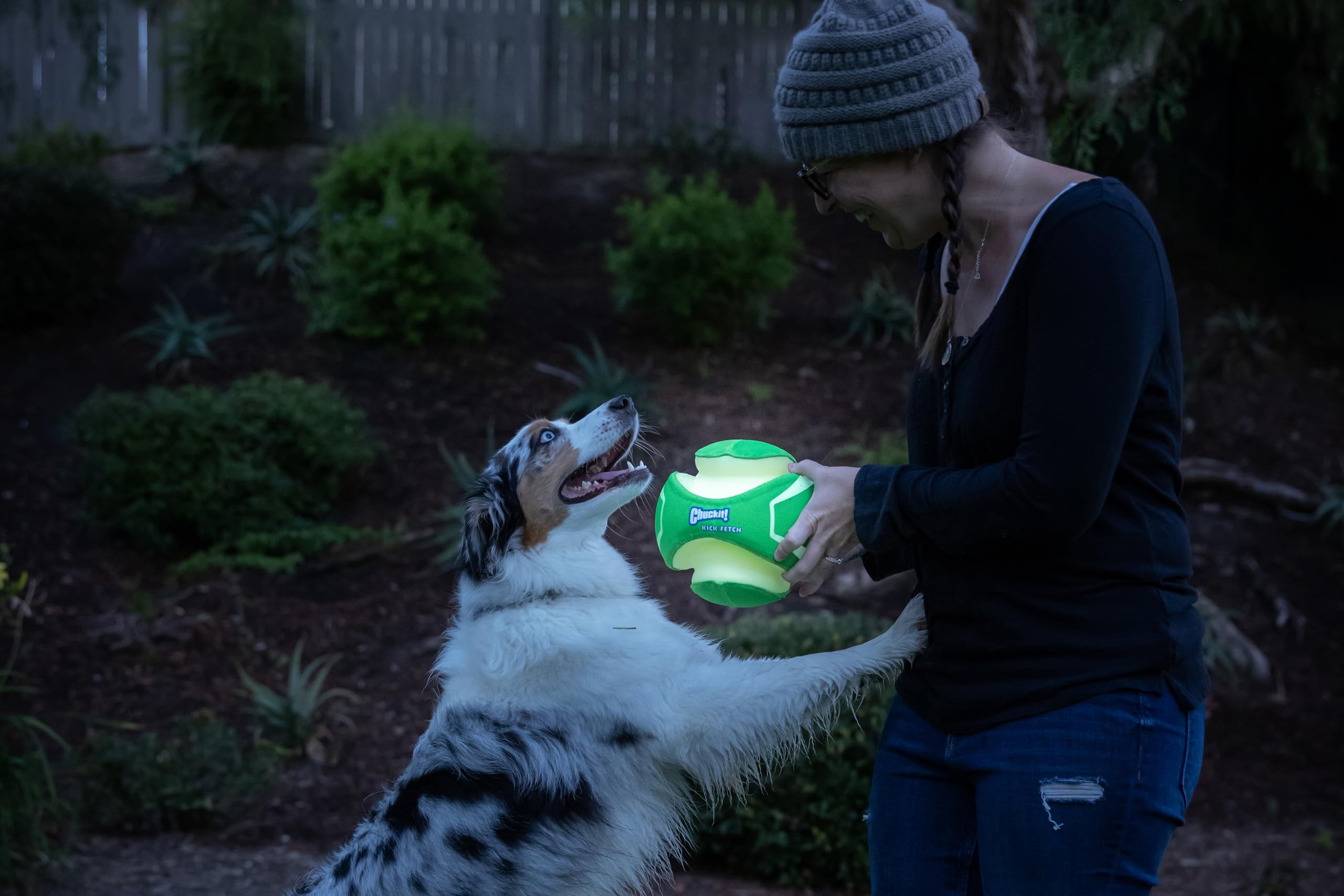 Chuckit! Kick Fetch Dog Toy Ball, Glow In The Dark, Small