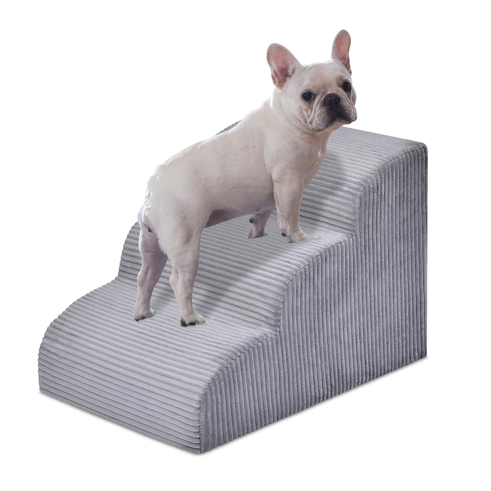 Yiruka Dog Stairs Steps for High Bed: 3 Steps Pet Steps for Small Dogs and Cats Non-Slip Removable Washable Cover Ramp for Indoo