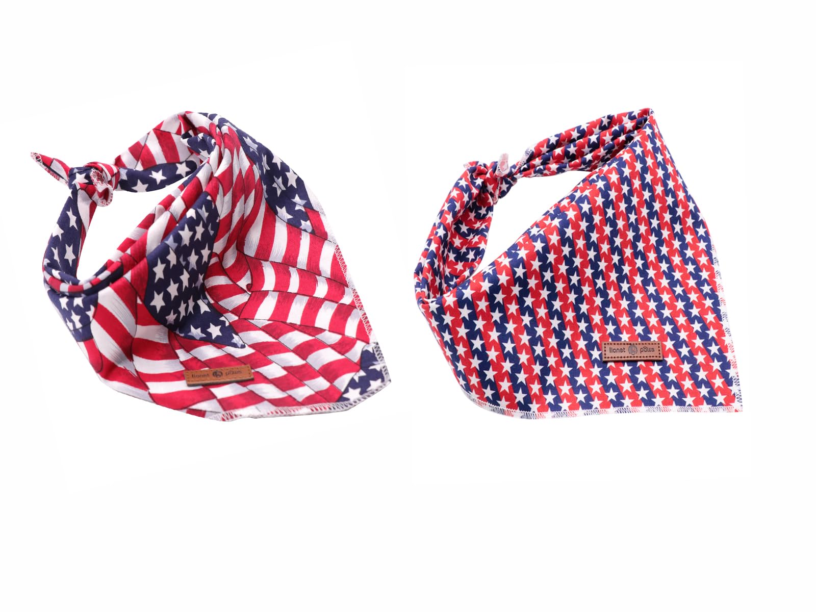 Lionet Paws 4Th Of July Dog Bandanas 2 Pack, American Flag Washable Triangle Bibs Scarf Kerchief, Adjustable Triangle Holiday Sc