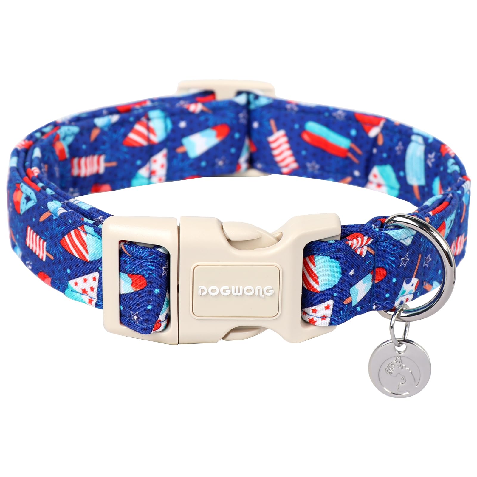 Dogwong Cotton Dog Collar - Summer Popcile Soft Natural Fabric Puppy Necklace For Small, Medium, Large Dogs