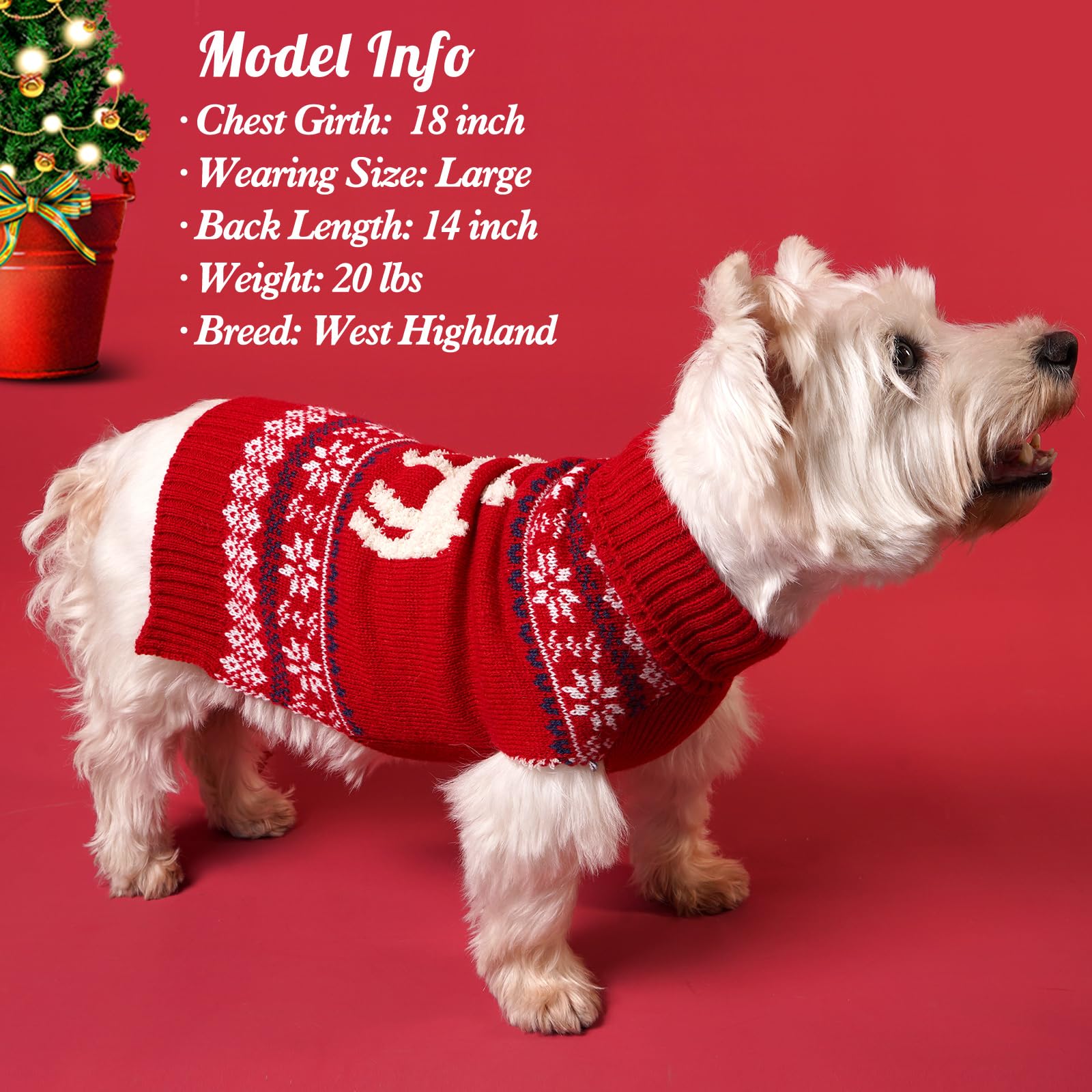 Kyeese Dog Sweater Christmas For Small Dogs Turtleneck Reindeer Dog Knitwear With Leash Hole Puppy Sweater Cat Sweater For Holid