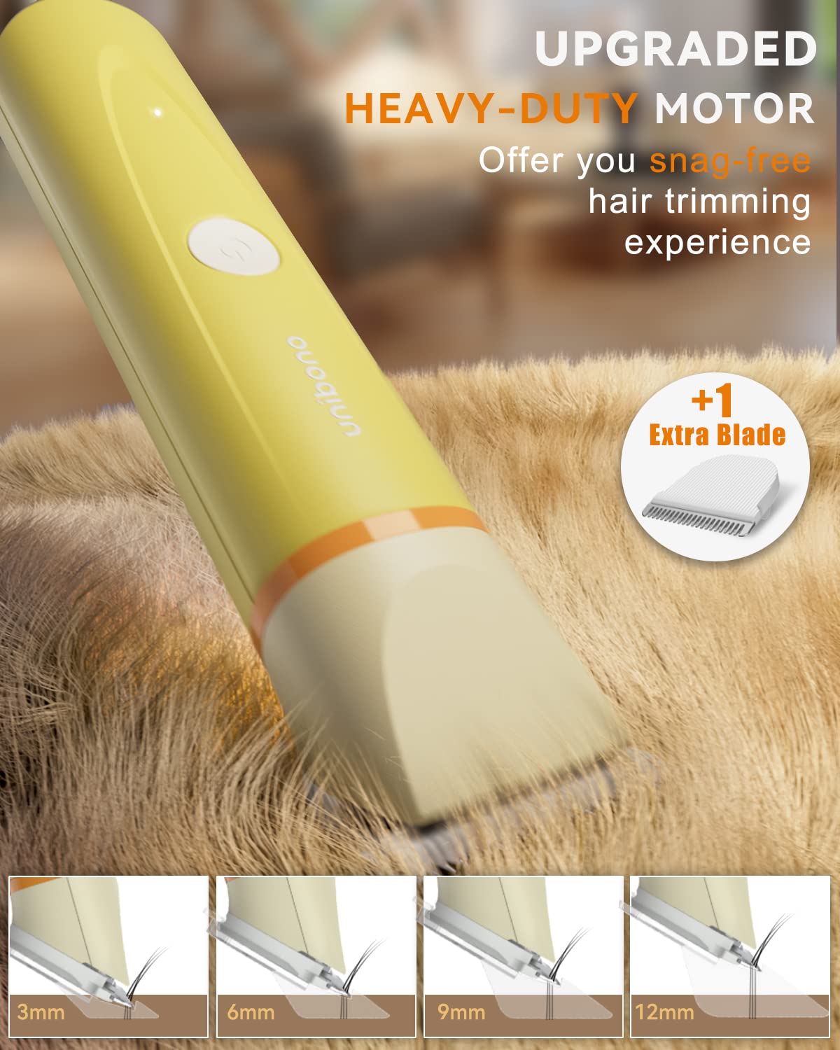 Unibono Dog Grooming Clippers Kit,Heavy Duty Rechargeable Low Noise Paw Trimmer Electric Pet Hair Shaver For Dogs Cats And Other
