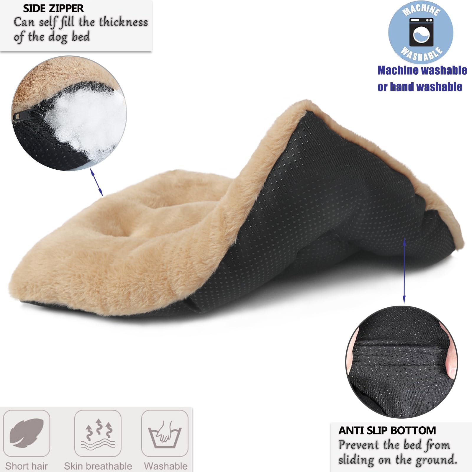 Dog Crate Bed 18 Inch Washable Dog Beds For Xx-Small Dogs Deluxe Thick Soft Fluffy Comfy Kennel Pad Anti-Slip Indoor Pet Sleepin