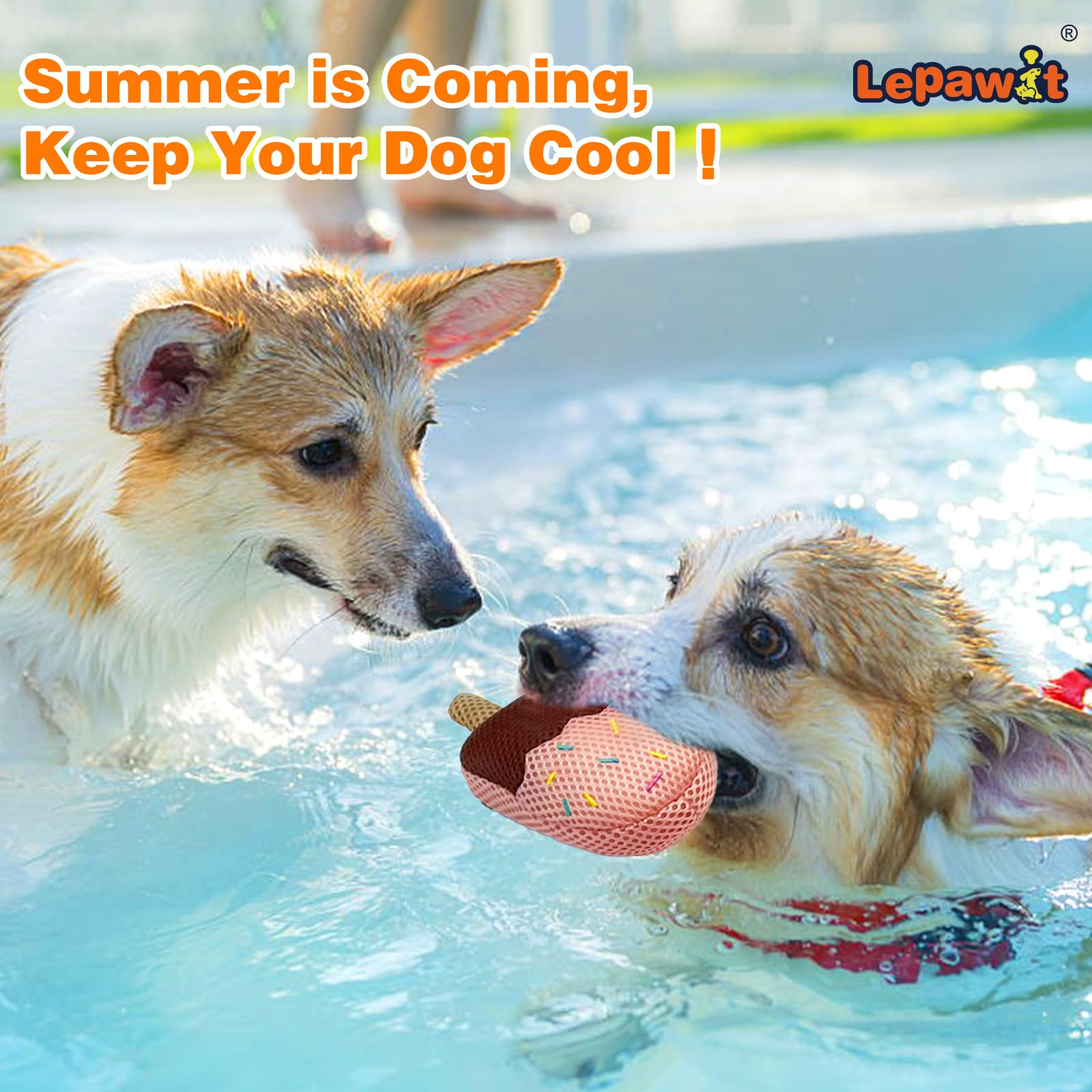 Lepawit Squeaky Dog Toys, Floating Dog Toys For Water Or Pool, Chocolate Ice Cream Dog Gifts For Small And Medium Dogs