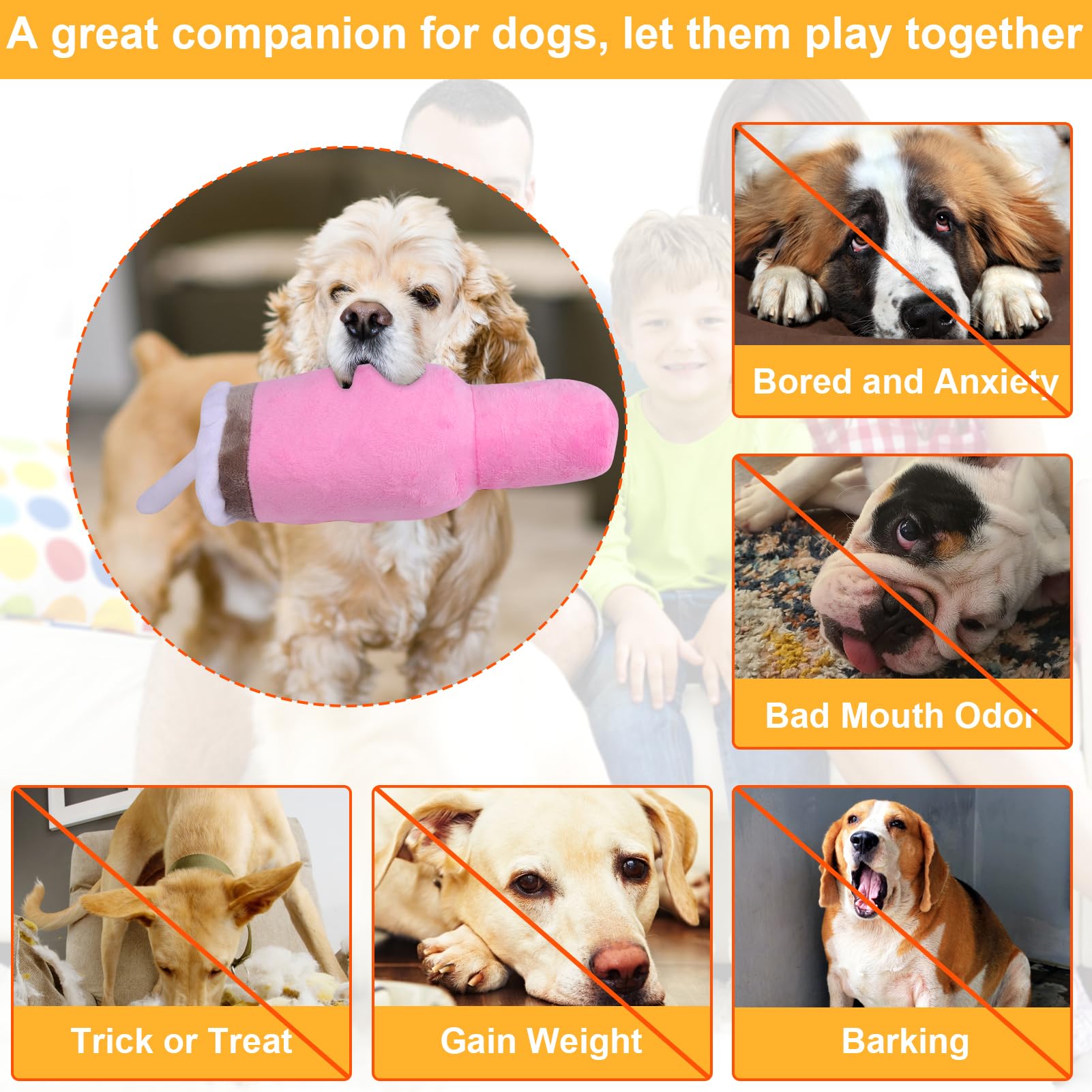 Mity rain Funny Tumbler with Handle Cup Dog Toys,Squeaky Dog Toys Interactive Fluff and Tuff Dog Toys for Small Dogs/Large Dogs/