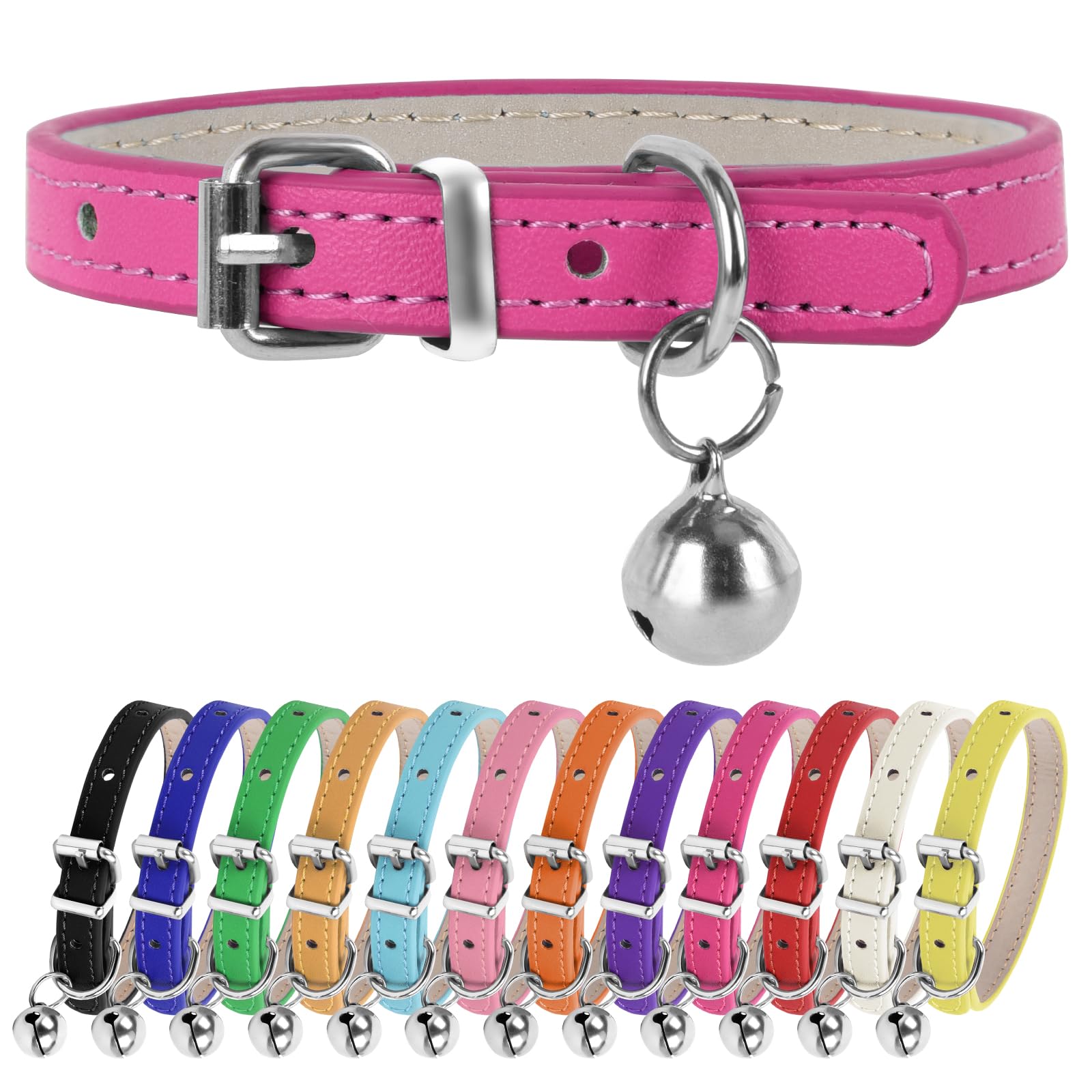 Chengfu Xxs Dog Collar Teacup Dog Collar, Pink Dog Collars, Teacup Dog Collars For Small Dogs Cats, Pink, 3/8 Inch Width