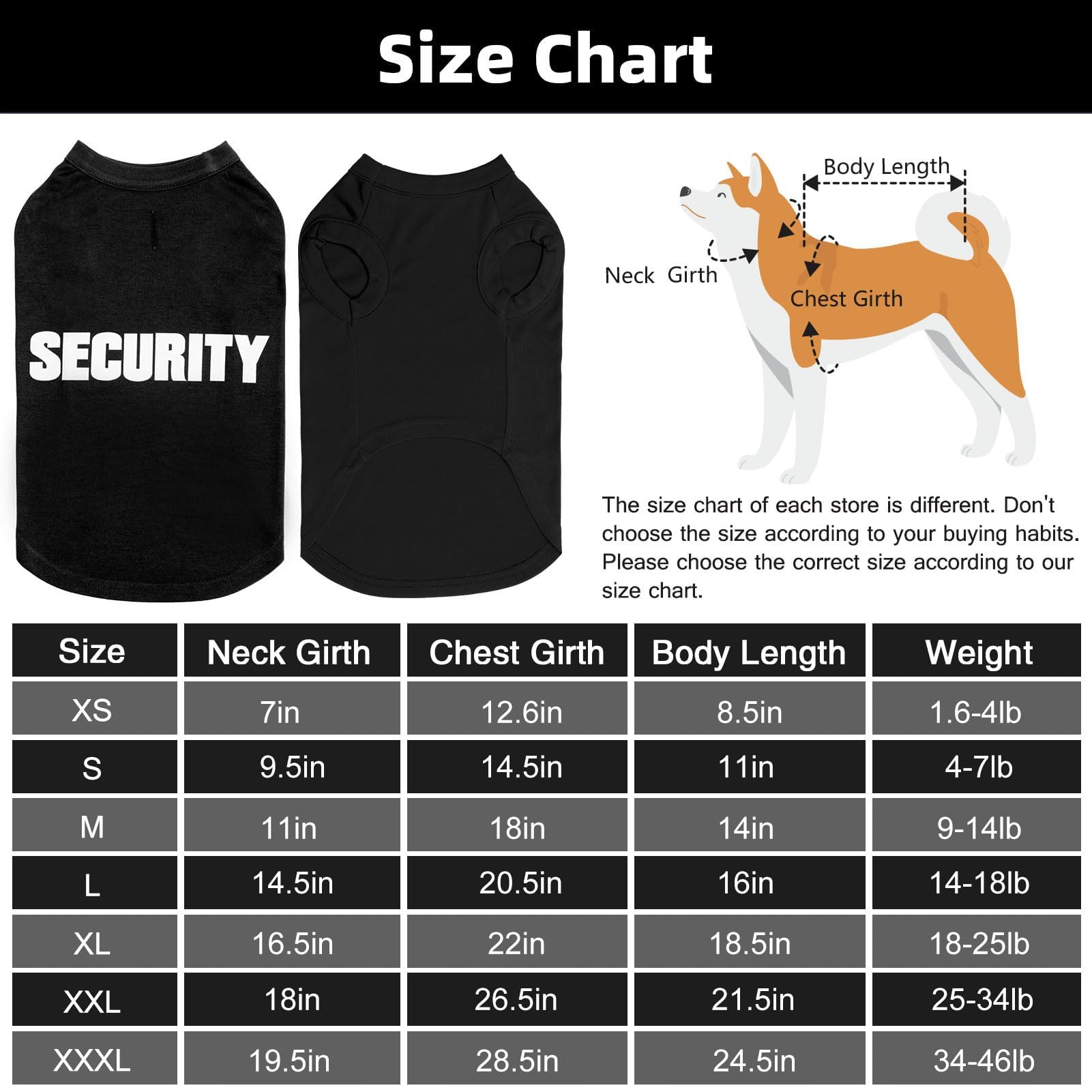 Bingpet Security Dog Shirts,Soft Cotton Puppy Tshirt,Breathable Lightweight Dog Costumes Tank Top Vest,Machine Washable Stretchy