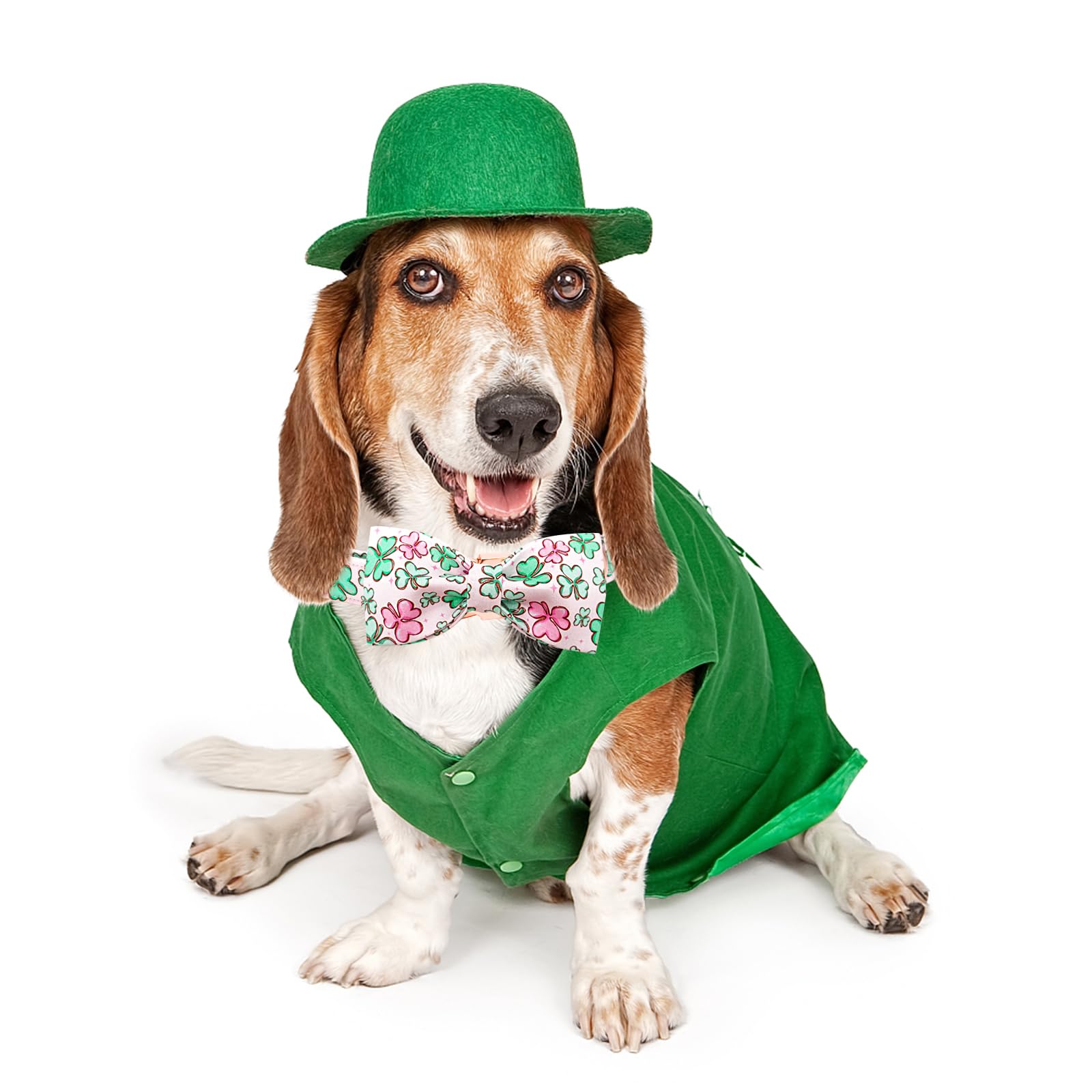 Lionheart Glory Dog Bow Collar St. Patrick'S Day Dog Collar For X-Small Dogs, Adjustable Green Collars Lucky Clover Shamrock Dog