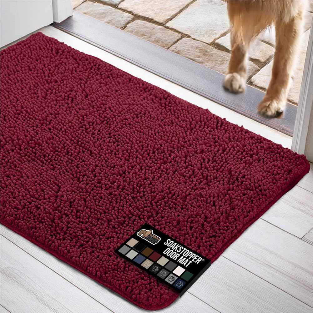 GORILLA GRIP Dog Doormat, Absorbent Doormats for Muddy Dogs Paws, 70x24 Machine Washable Soakstopper Rugs, Cleaner Floors, US De