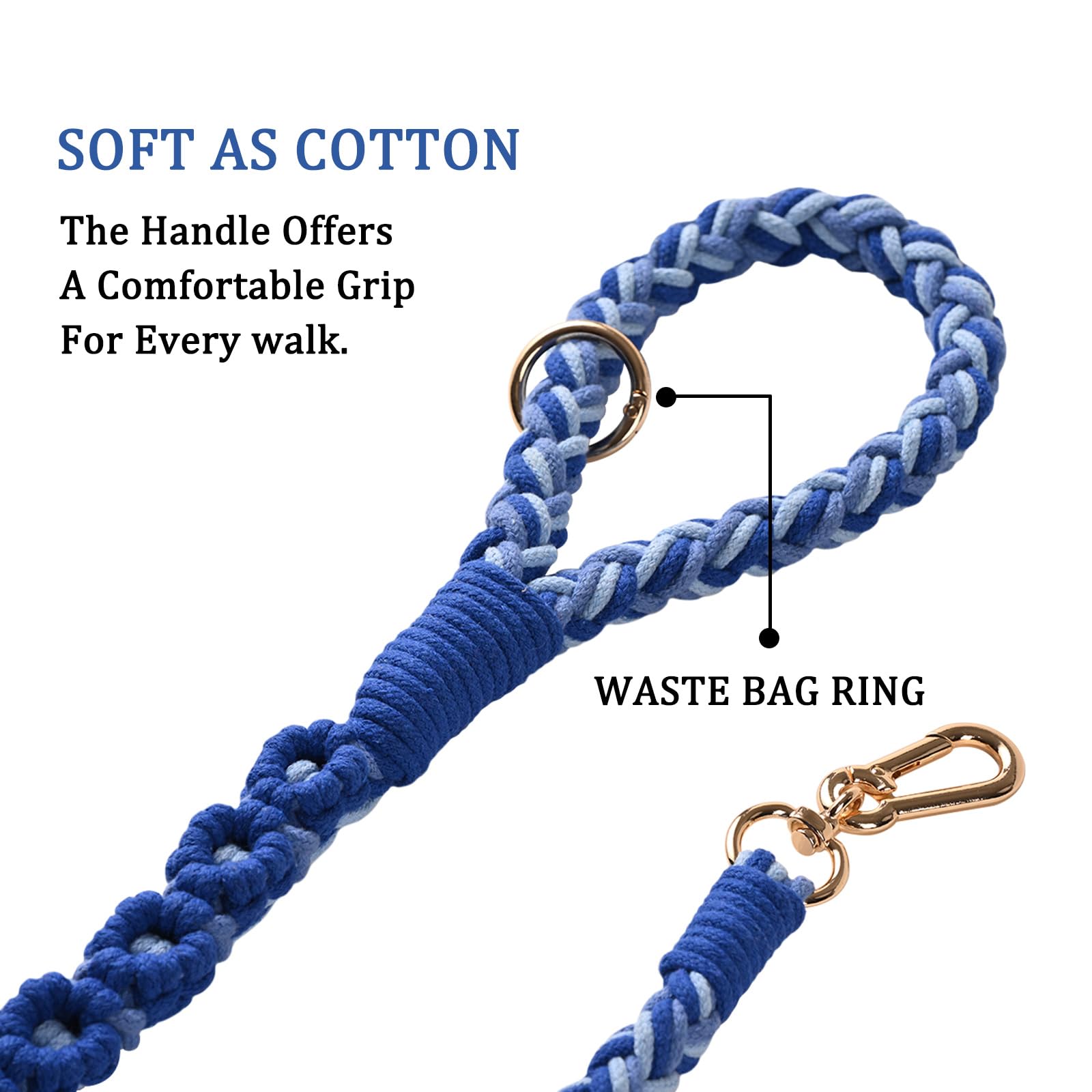 Dual Dog Leash,Double Dog 360 Swivel No Tangle Walking Leash,Comfortable Shock Absorbing Reflective Bungee For Two Dogs(Blue)