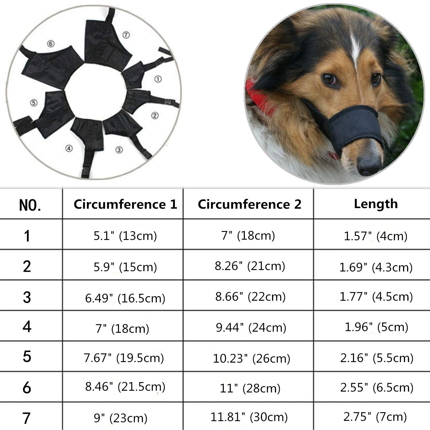 Jyhy Dog Muzzles Suit - 7Pcs Dog Muzzles Adjustable Quick Fit Pet Muzzle Prevent From Biting Barking And Chewing For Small Medium Large Dogs (Red #)