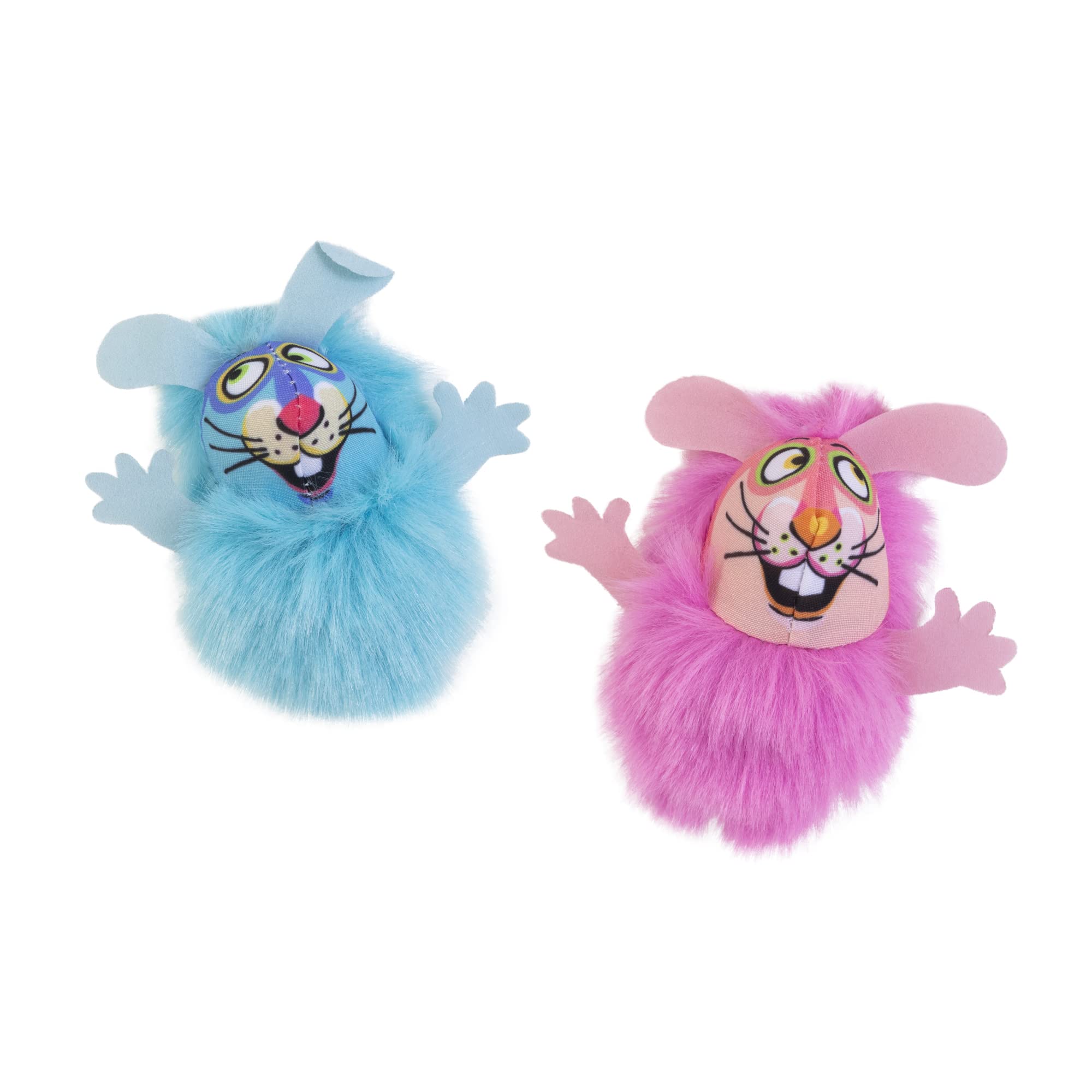 Fat Cat Fluff Bunnies Cat Toys - Catnip Kicker Toy, Pack Of 1 (Blue Or Pink)