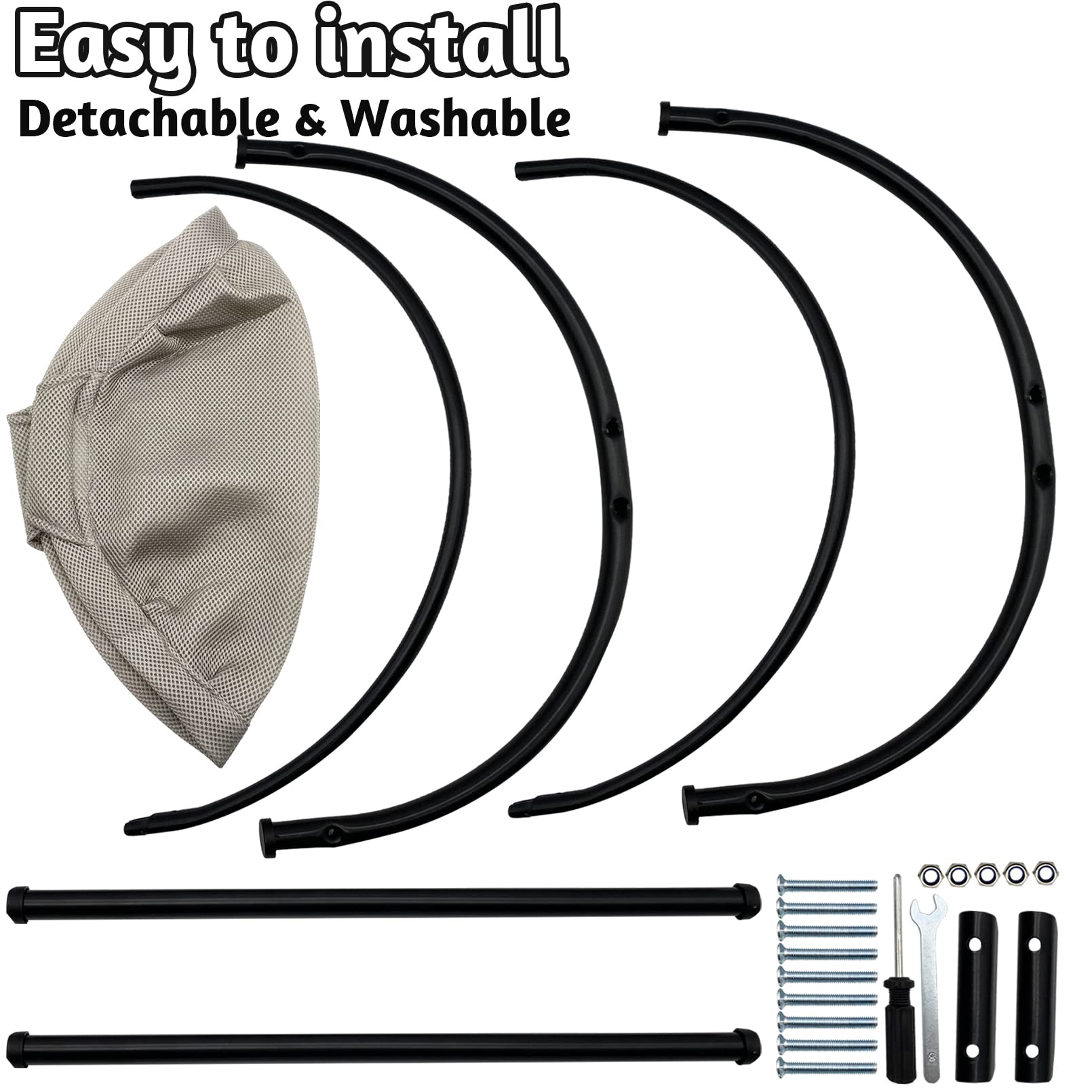 Fhiny Cat Hammock Bed, Removable & Washable Elevated Pet Hanging Nest Free-Standing Breathable Cooling Cot Sofa With Heavy Duty Iron Frames For Indoor Cats Kitten Puppy Sleeping