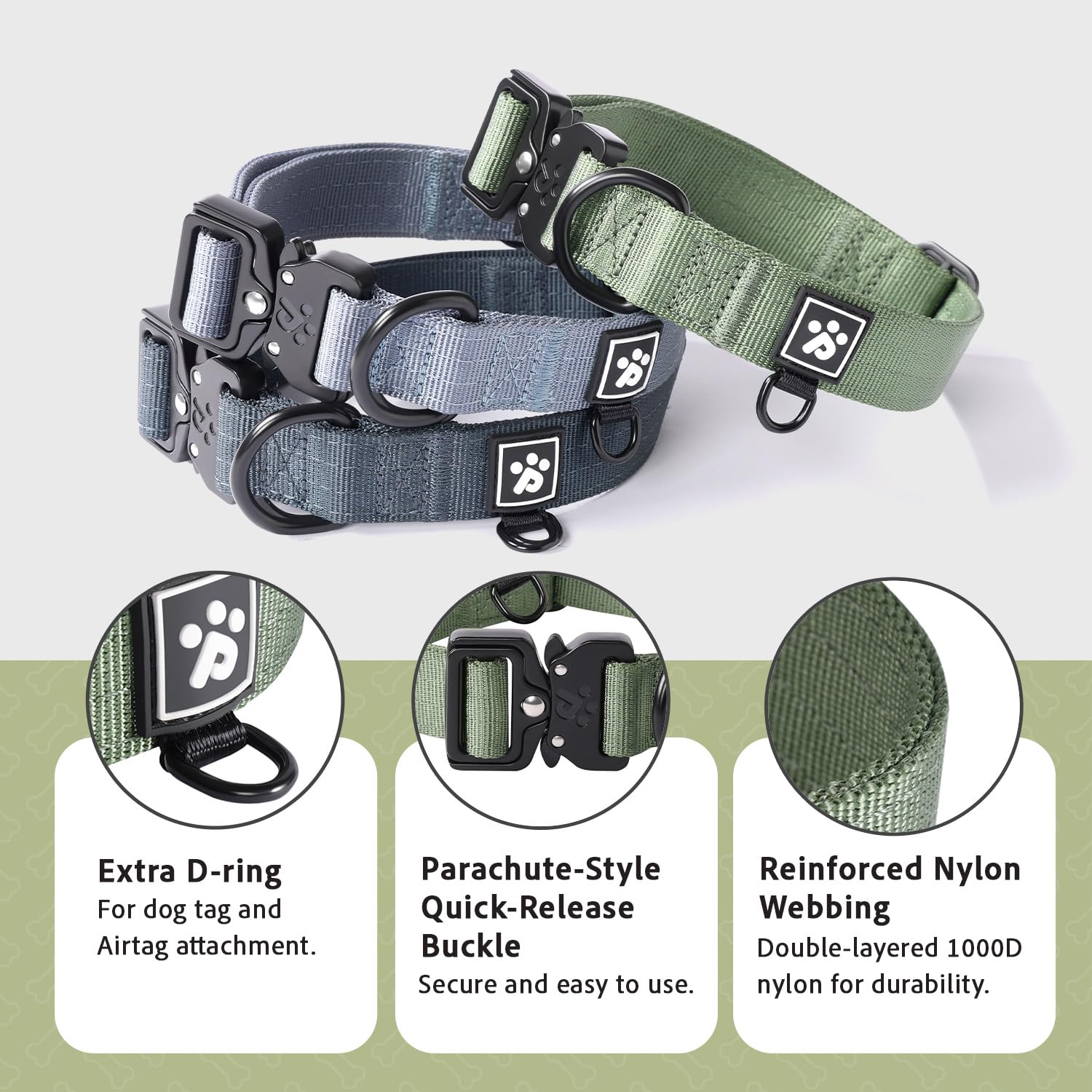 Pawspassion Heavy Duty Dog Collar For Medium Dogs, Chew Proof Metal Hardware, Reinforced Nylon Dog Collar With Metal Quick-Relea