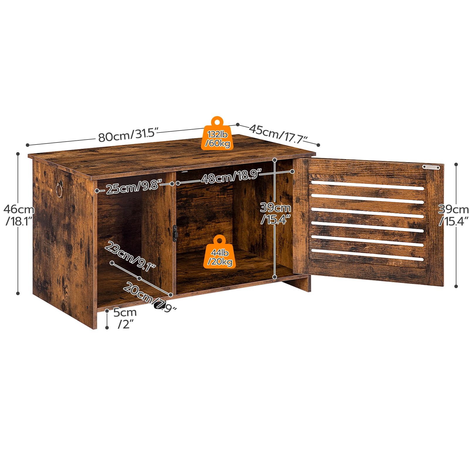 Hoobro Cat Litter Box Enclosure, Hidden Litter Box Furniture With Louvered Door, Spacious Hidden Litter Cabinet With Divider, Ca