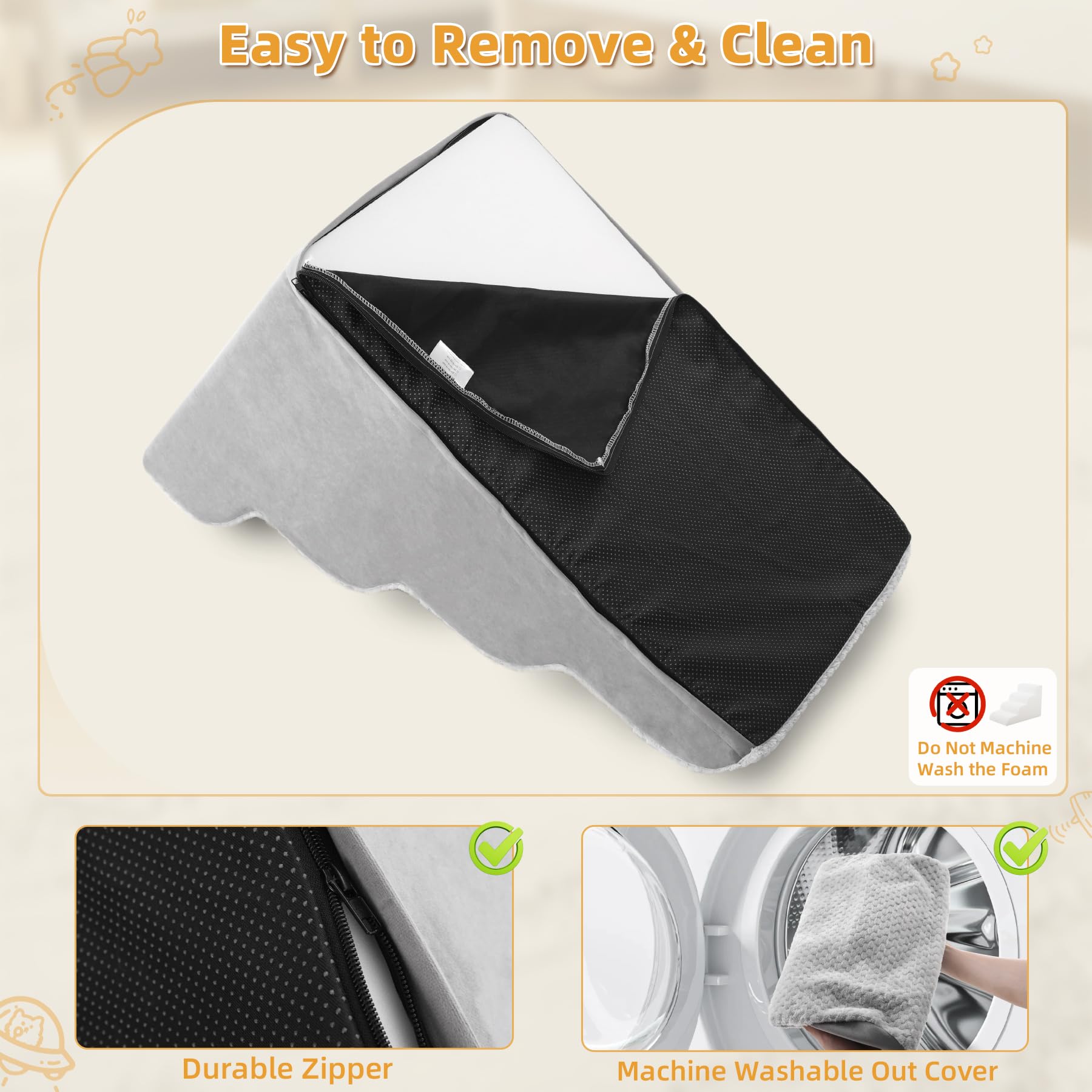 Mihikk Dog Stairs Ramp, Curved 3-Step Dog Steps For Small Dogs And Cats, Pet Stairs For High Beds And Couch With Anti-Slip Washa