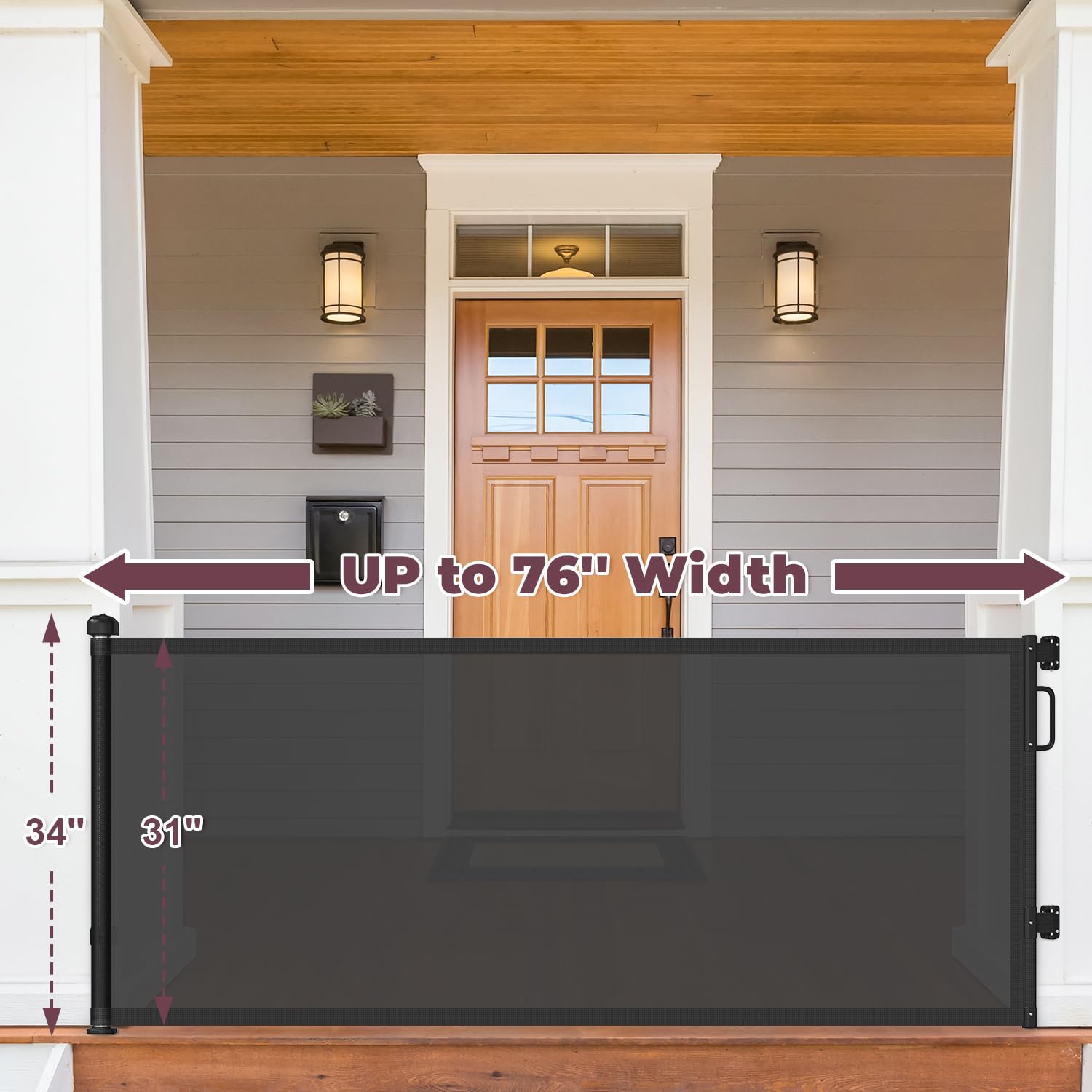 Cideny 76 Retractable Baby Gates Extra Wide, Mesh Long Dog Gate for Wide Openings, Indoor Outdoor Stair Gate for Doorways Hall