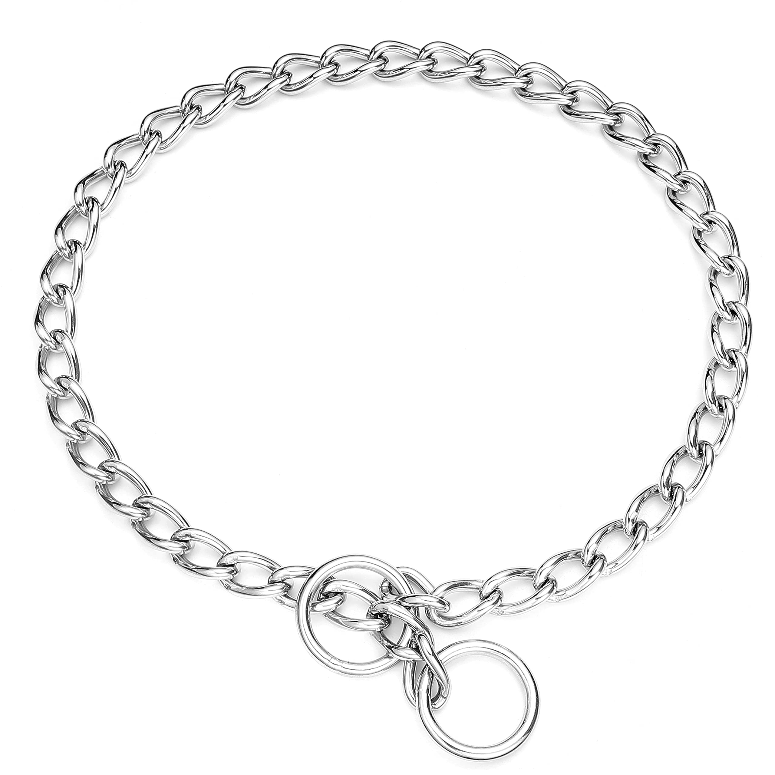 Puroayet Strong Chain Dog Collar, Stainless Steel Metal Link Dog Silp Collars For Training Walking, Waterproof, Arnish Resistant