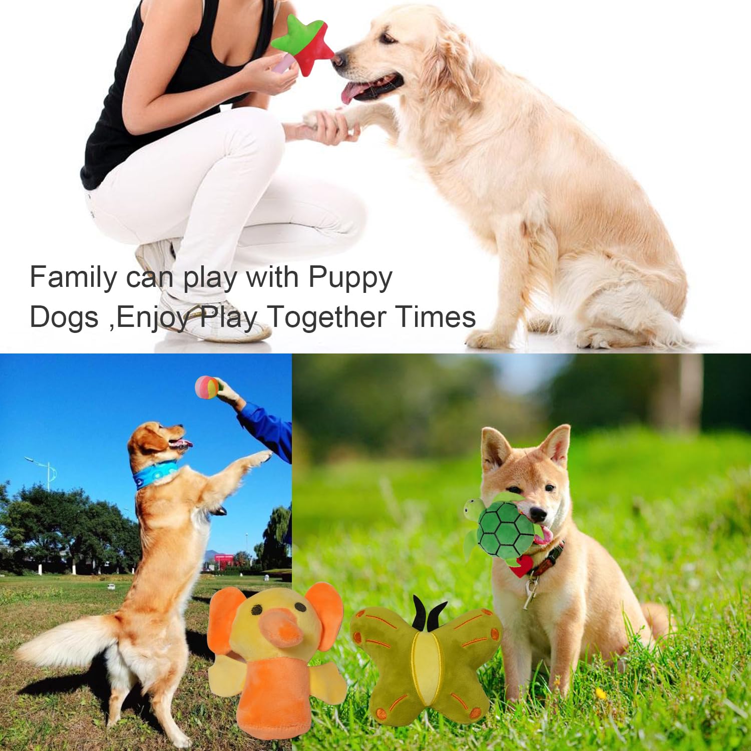 Szkokuho Puppies Pet Multiple Designs Rope Dog Chew Toys,Cute Stuffed Plush Puppy Squeaky Toys For Small Medium Dogs Interactive