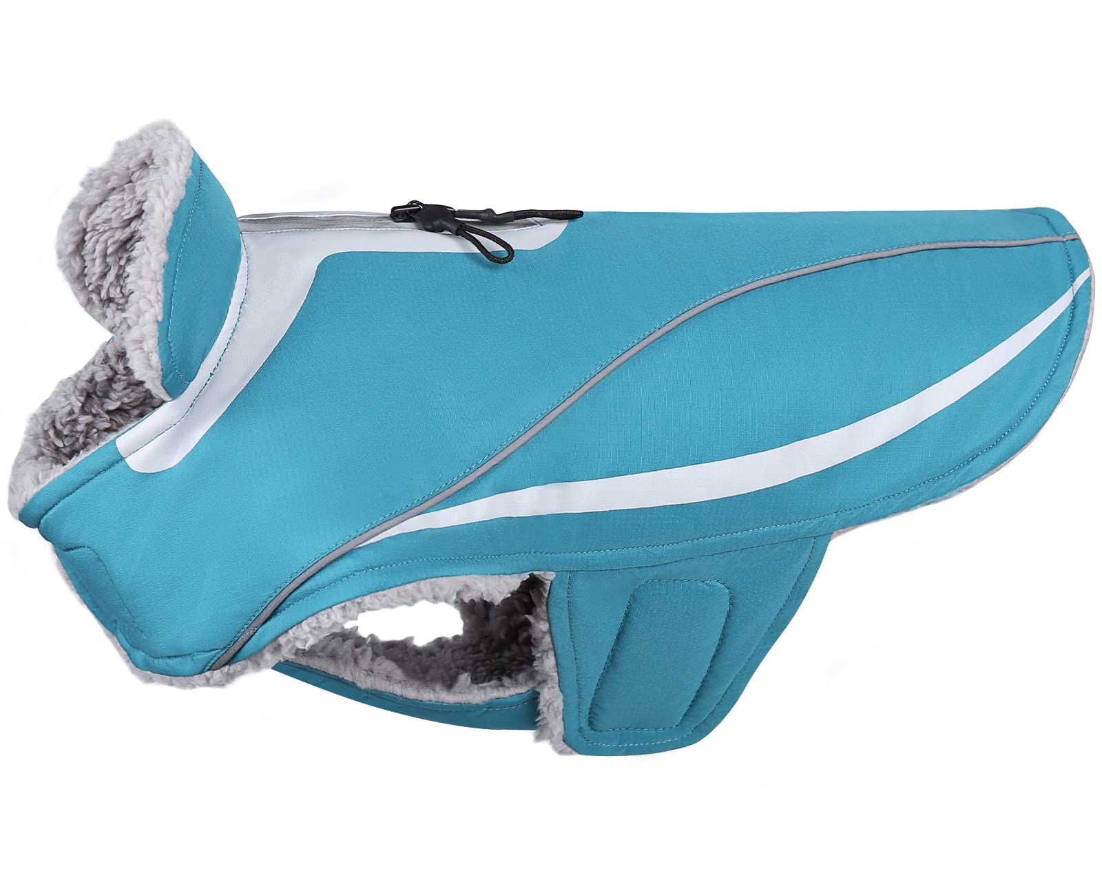 Vivaglory Dog Coat - Lightweight Cozy Fleece Lined Jacket For Late Autumn And Early Winter, Water Resistant, Turquoise