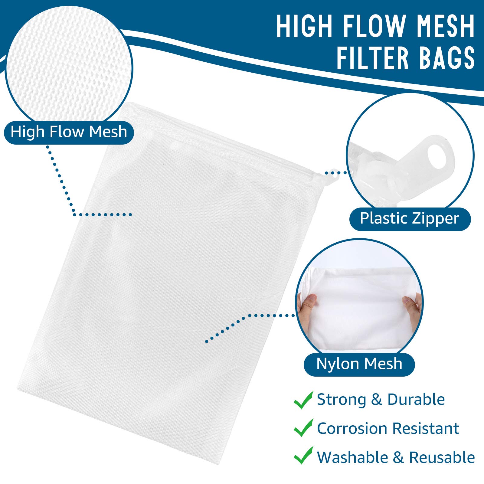 Myfatboss Media Bags For Aquarium - Extra Fine Mesh Bag - 10 Pcs Fine Mesh Reusable Nylon Net Filter Bags With Plastic Zipper Fo