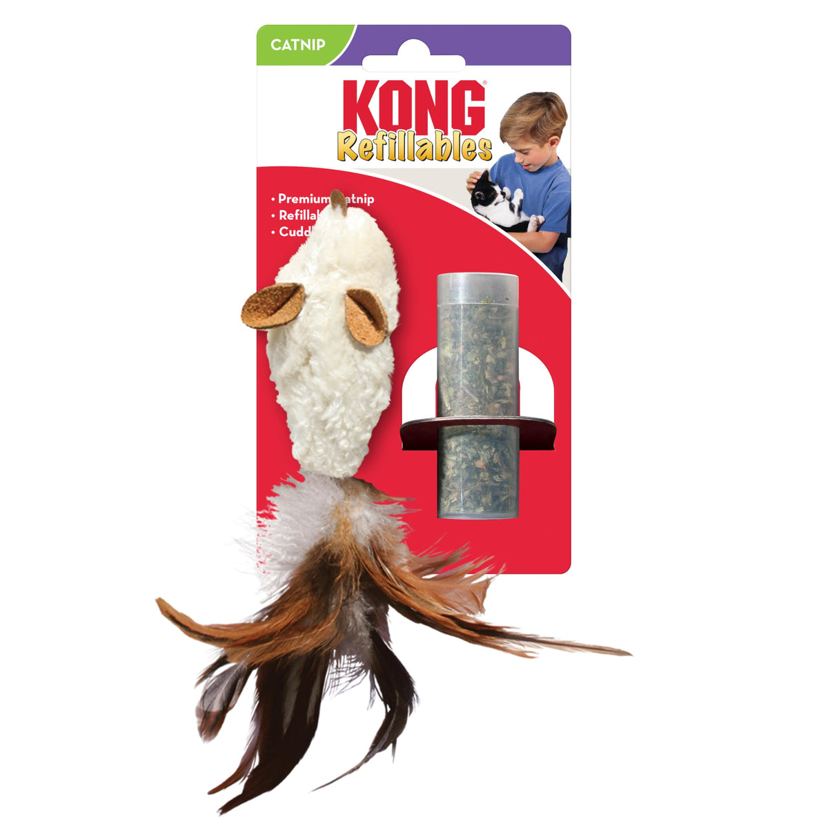 Kong Feather Mouse Catnip Toy (Colors Vary)