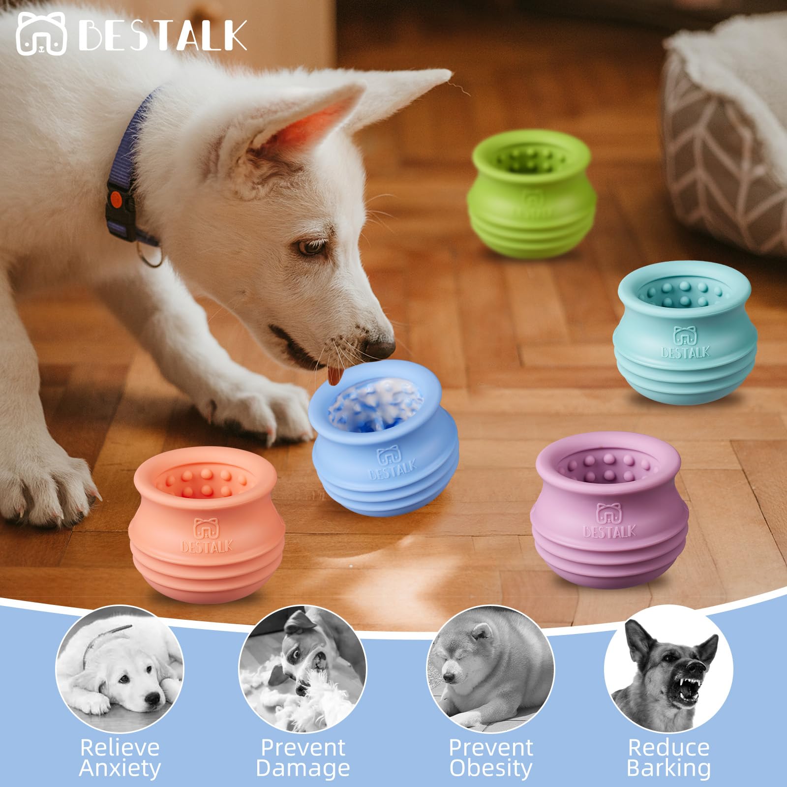 Bestalk Dog Enrichment Treat Toy, Long-Lasting Wobbly Interactive Freeze Lick Toys for Dogs, Stuffable Puzzle Feeder Toy for Bor