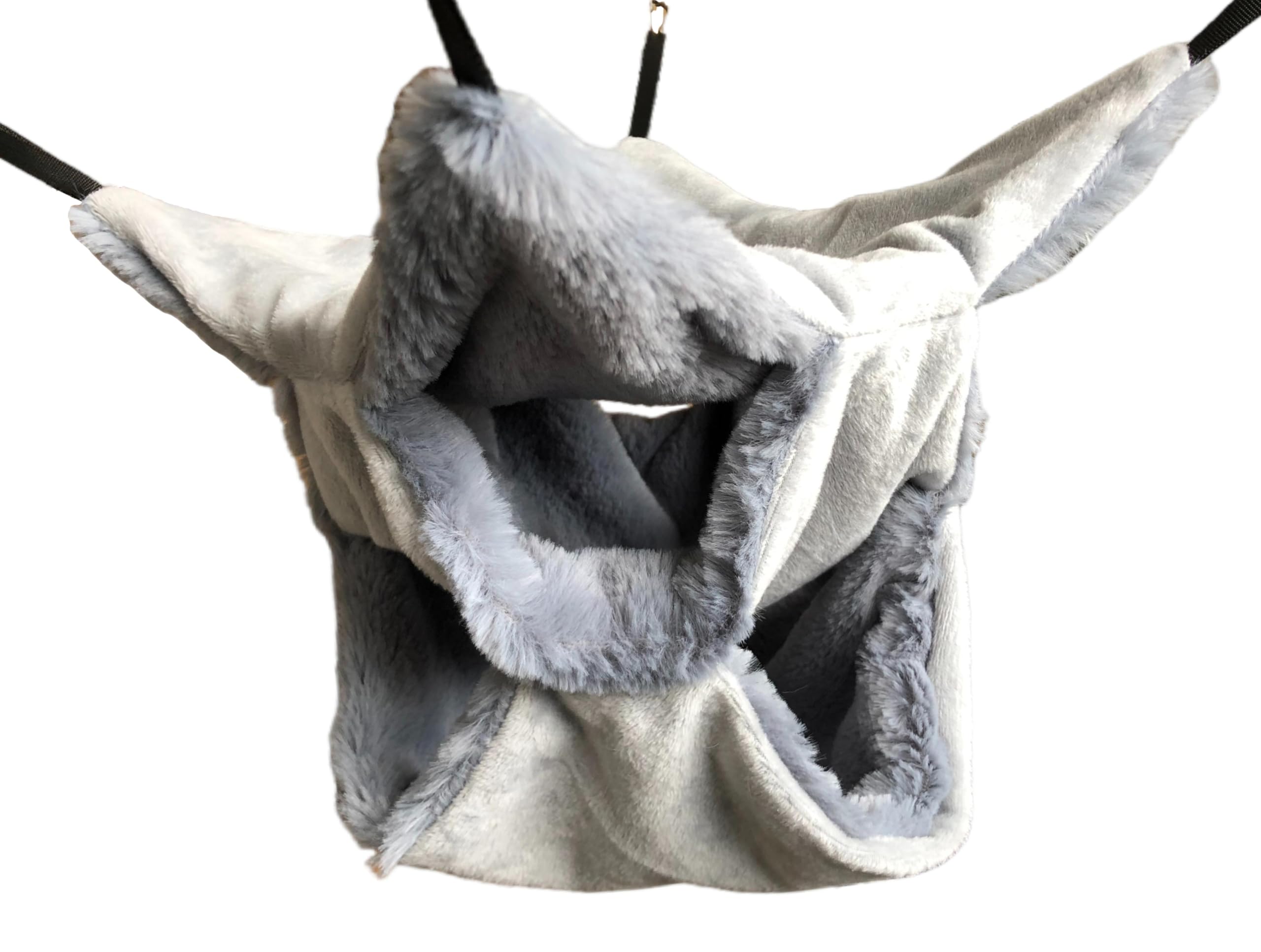 Vedem Small Animals Warm Plush Triple Bunkbed Cage Hanging Hammock Bed Hideout For Sugar Glider Ferret Squirrel (Grey)