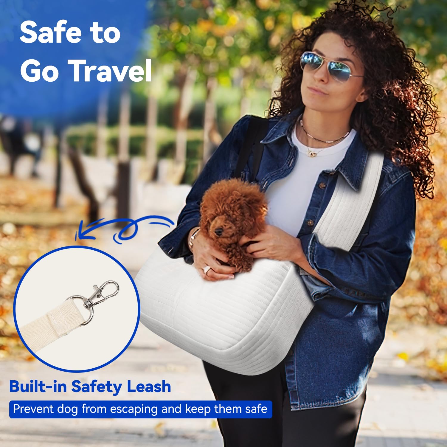 Pawaboo Dog Sling Carrier For Small Dogs Cats, Ultra-Comfortable Dog Carrier Sling Up To 10Lbs, Hand-Free Widened Strap Dog Purs