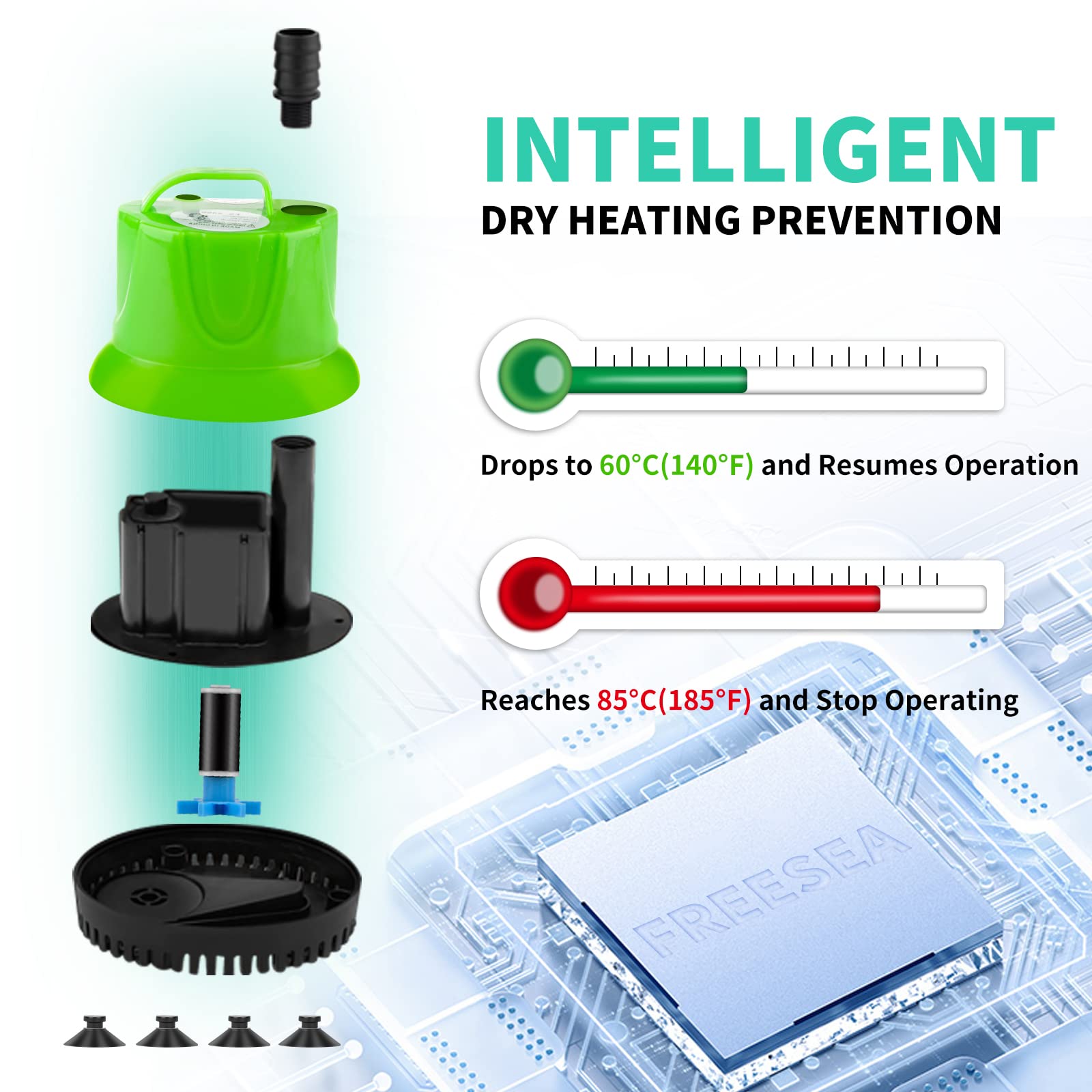 Freesea 160 Gph 12W Submersible Water Pump For Pond Aquarium Hydroponics Fish Tank Fountain Waterfall