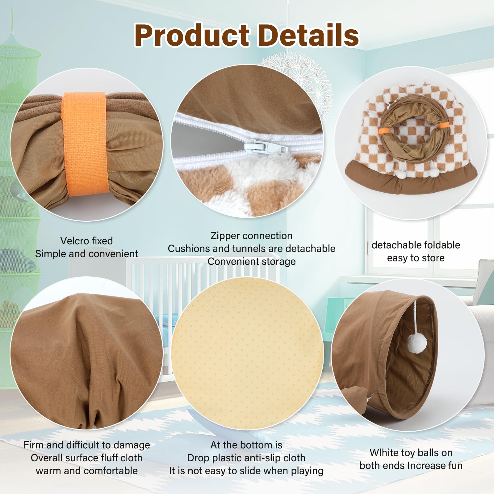 Bwogue Bunny Tunnel Bed, 2-In-1 Collapsible Tunnel Tubes Toys With Removable Mat Hideout For Cats Kittens Rabbits Guinea Pigs Ki