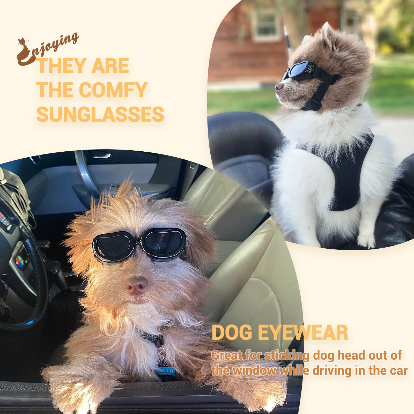 Enjoying Dog Sunglasses Small Breed Dogs Goggles Uv Protection Eye Wear Windproof Anti-Fog Pet Glasses For Doggy About Over 5 Lb