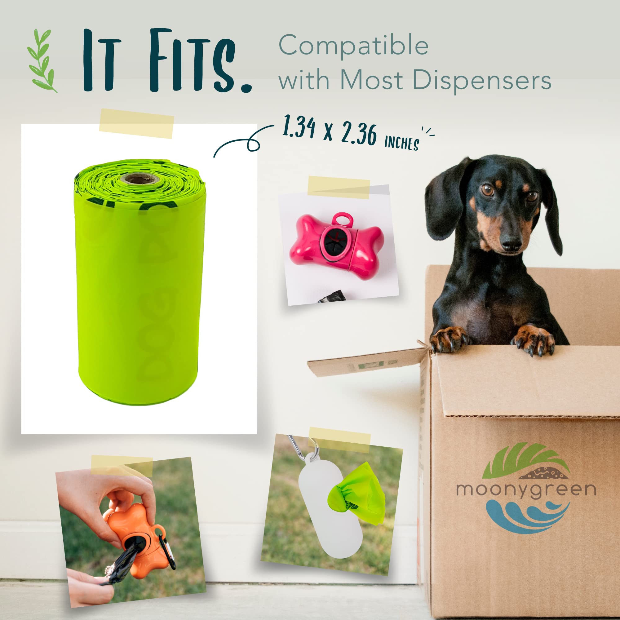 Moonygreen Compostable Dog Poop Bags, 360 Count, Extra Thick, Leak Proof, 9 x 13 Inches, Eco-Friendly, Unscented