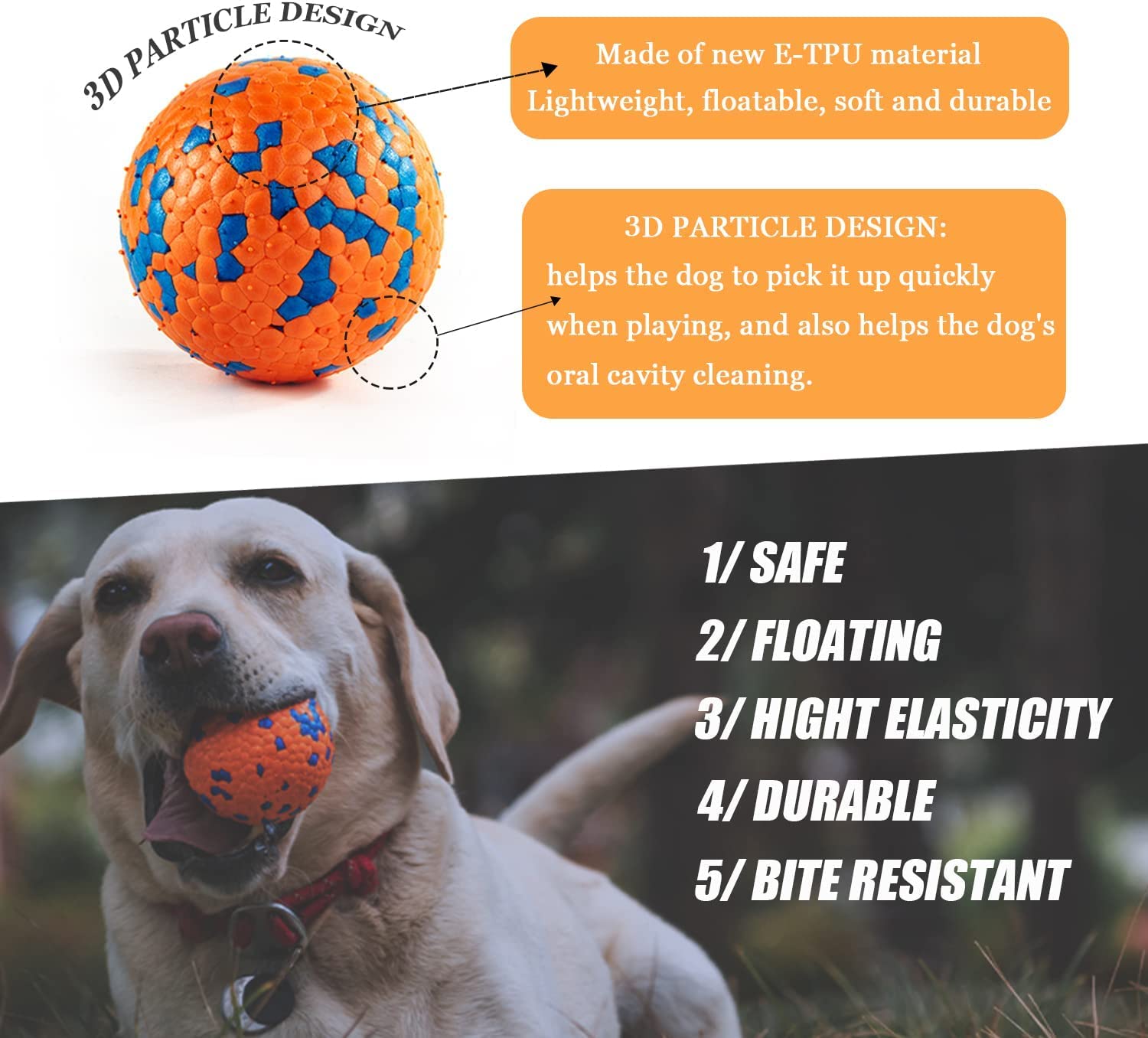 Dog Toy Balls, Dog Chew Ball Rubber Teeth Clean Non-Toxic Bite Resistant Toy, Interactive Toy IQ Puzzle for Small Medium Dogs (S