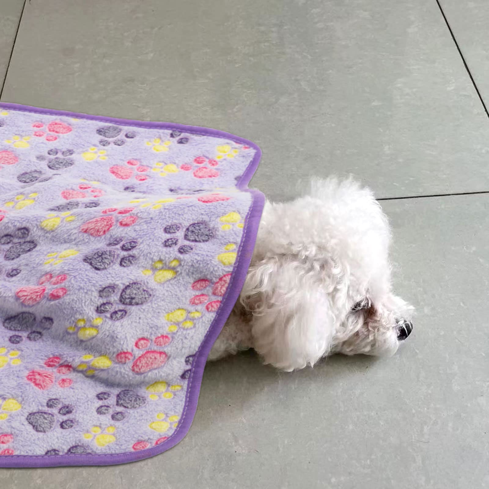 6 Pack Puppy Dog Blankets Super Soft Warm Sleep Mat Paw Print Blanket Fleece Pet Blanket Flannel Throw Dog Blankets for Small Do