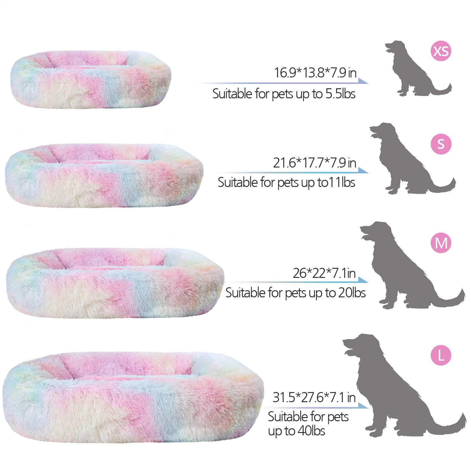 Lucky Monet Dog Beds For Large Dogs 31.5 X 27.6, Fluffy Calming Dog Cat Bed Washable Dog Beds With Sides Soft Dog Crate Bed