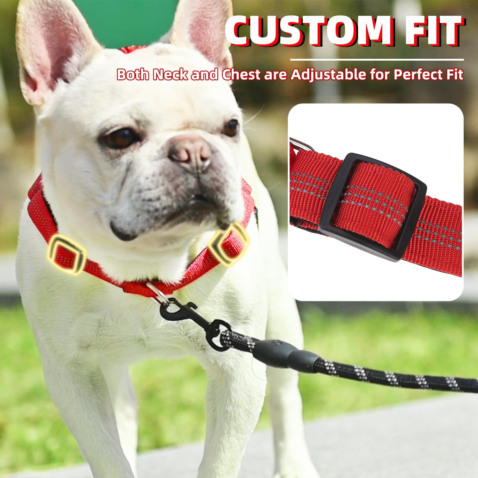 Pupteck No Pull Dog Harness Medium Sized Dog, Adjustable Reflective Pet Vest Harness With Bungee Handle, Escape Proof No Choke H