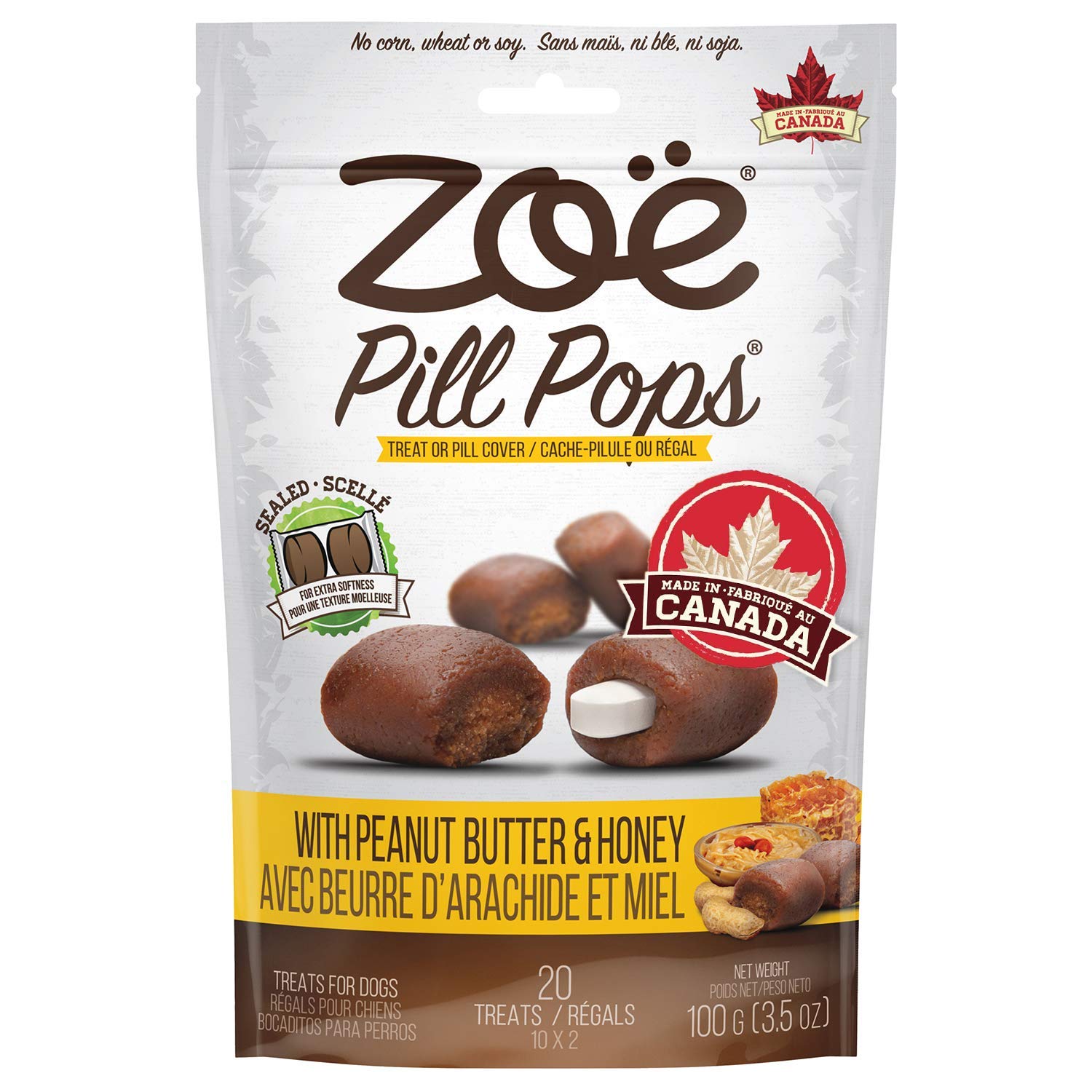 Zoe Zo Pill Pops for Dogs, Healthy Dog Treats, All Natural Dog Treats to Hide Medication, Peanut Butter with Honey Recipe, 3.5 o