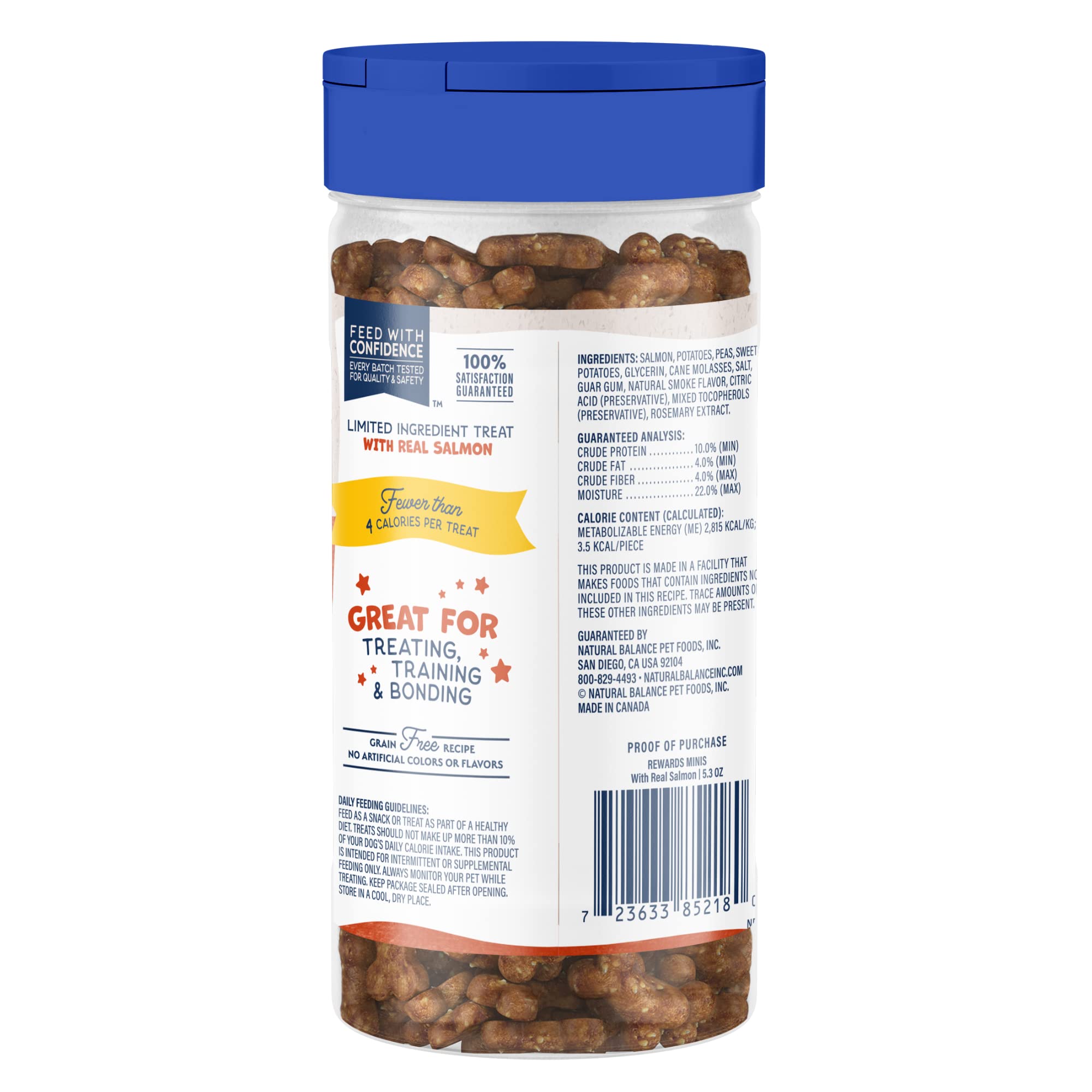 Natural Balance Limited Ingredient Mini-Rewards Salmon Grain-Free Dog Training Treats for Dogs | 5.3 Ounce (Pack of 1), Canister