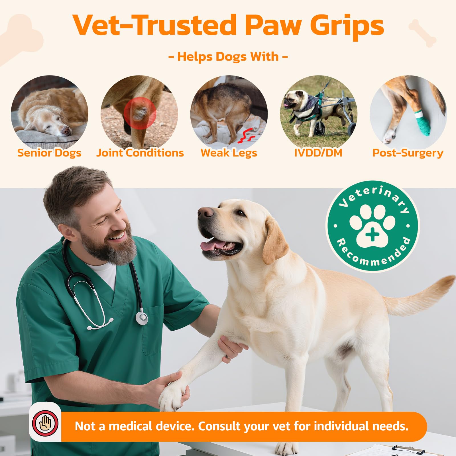 Anti Slip Dog Paw Protector Pads for Senior Dogs, Paw Pads for Dogs Traction, Disposable Self Adhesive Paw Grips for Old Dog on