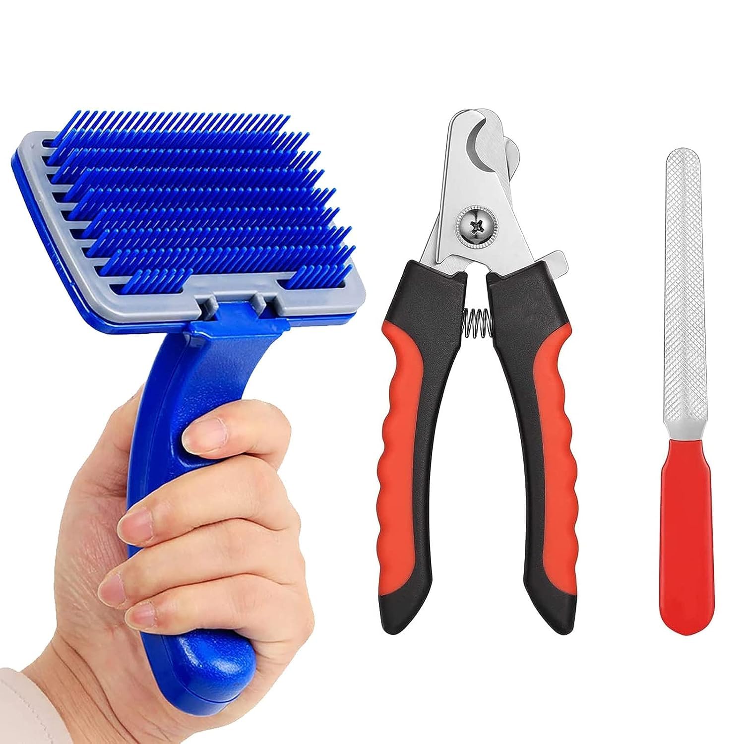Cature Care By Nature Dog Grooming Kit  Dog Plastic Slicker Brush With Press Key For Puppies & Dogs Pet Nail Clippers For Dogs,