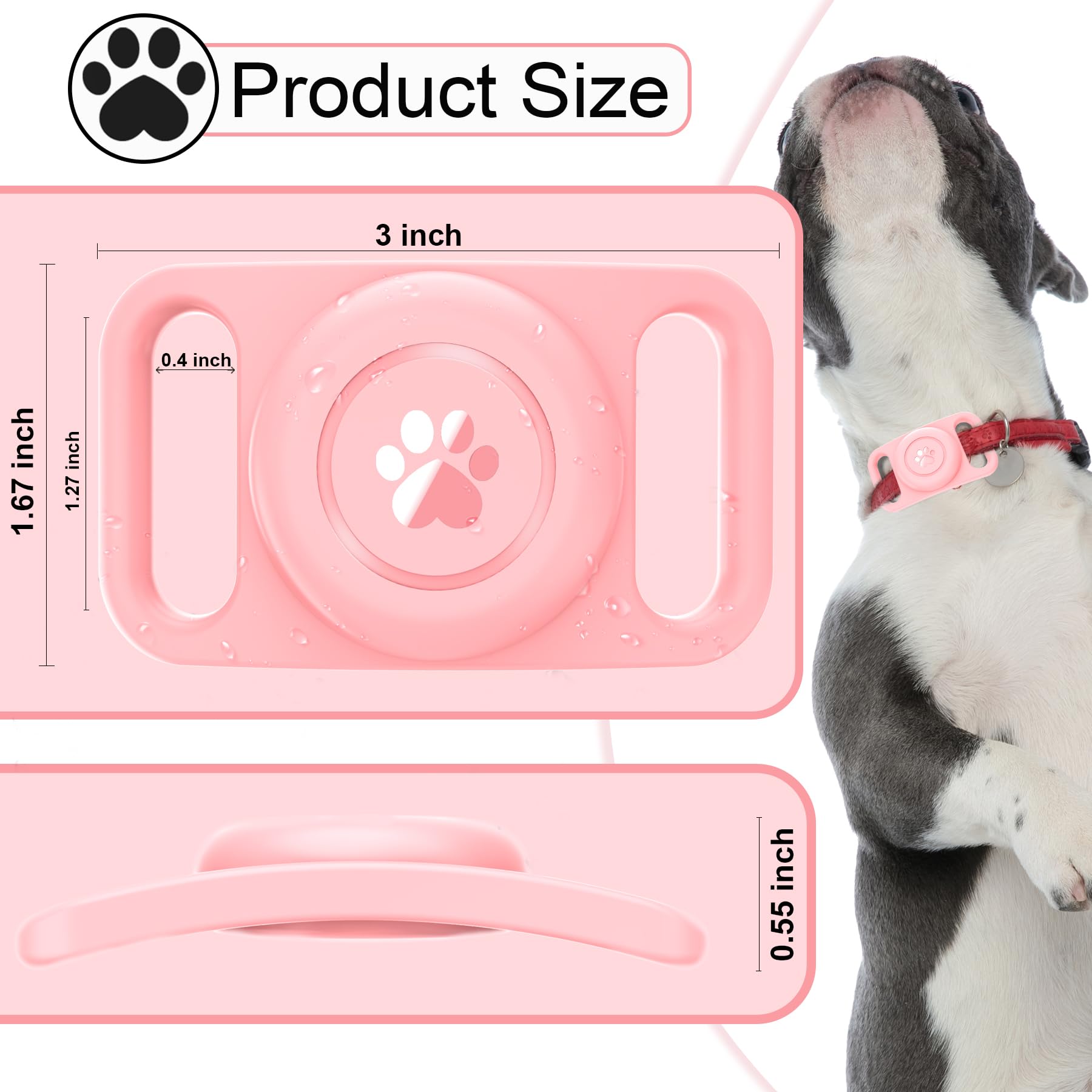 Airtag Dog Collar Holder [2 Pack], Waterproof Apple Airtag Case, Full-Body Silicone Protection, Anti-Lost Protective Airtag Hold