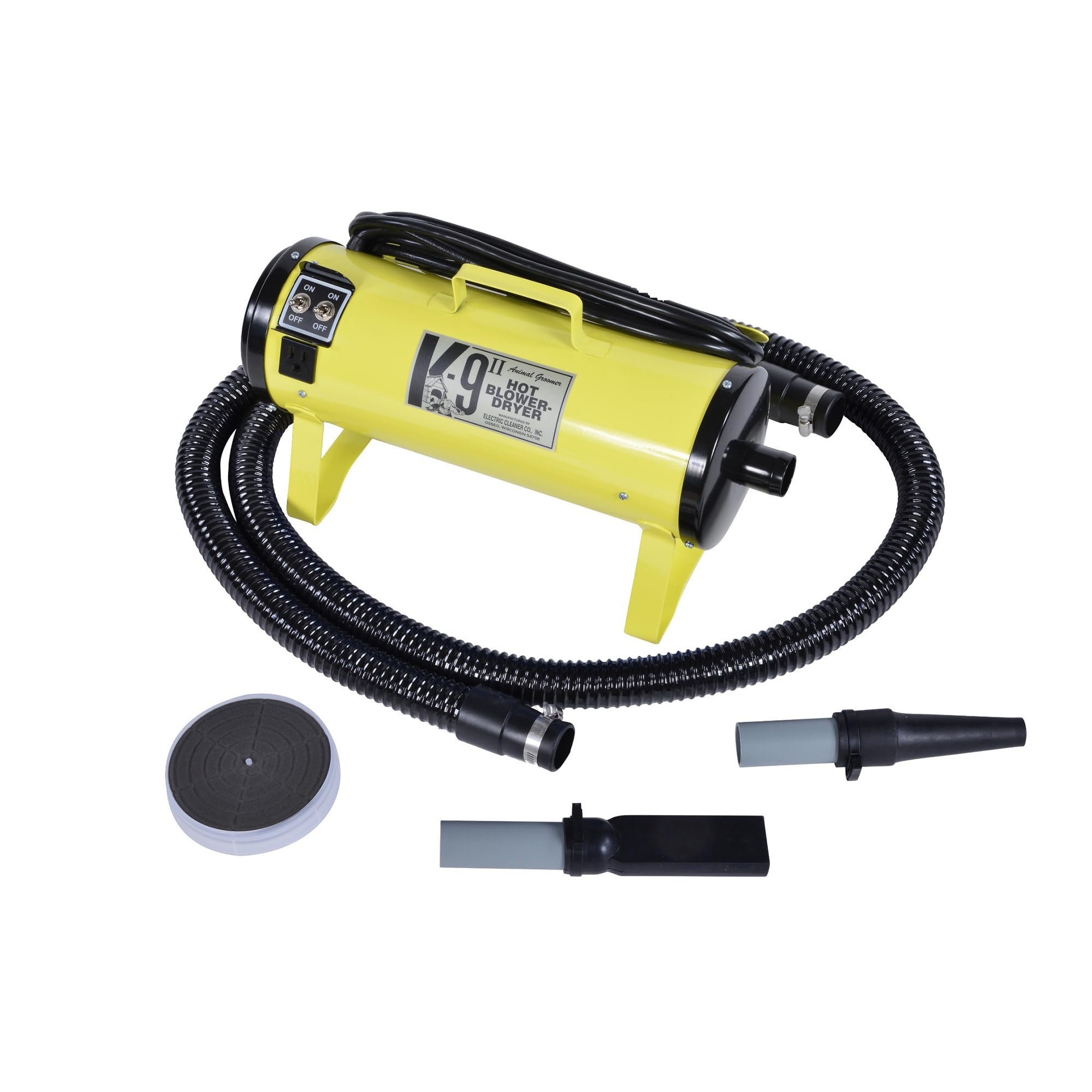 Electric Cleaner Company K9 Ii Dog Blow Dryer - High Power Grooming Dryer, Heavy Duty, 10' Hose, Deshedding, Yellow