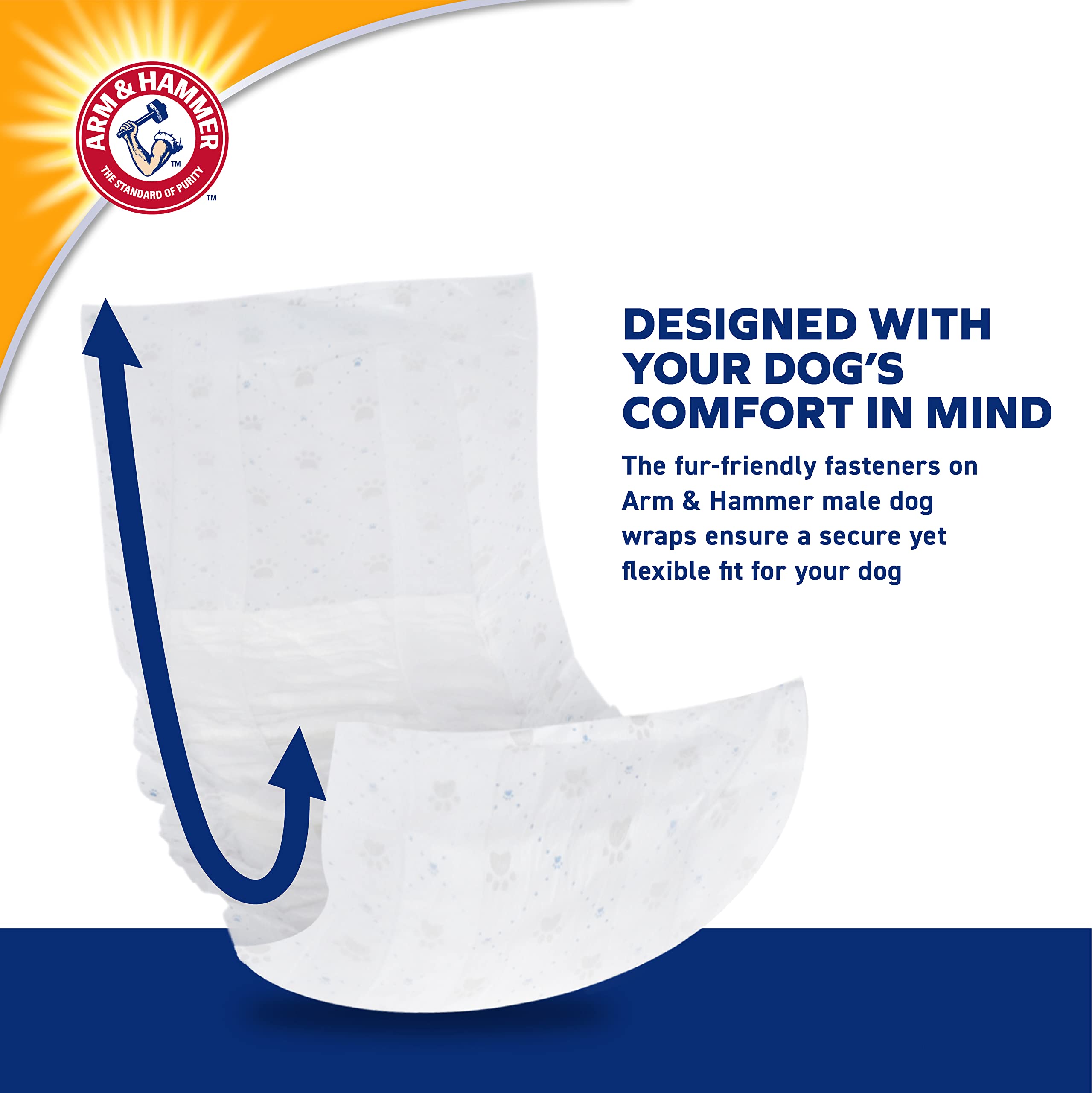 Arm & Hammer for Pets Male Dog Wraps, Size Large, 24 Count UltraAbsorbent, Adjustable Male Dog Diapers with Leakproof Protection