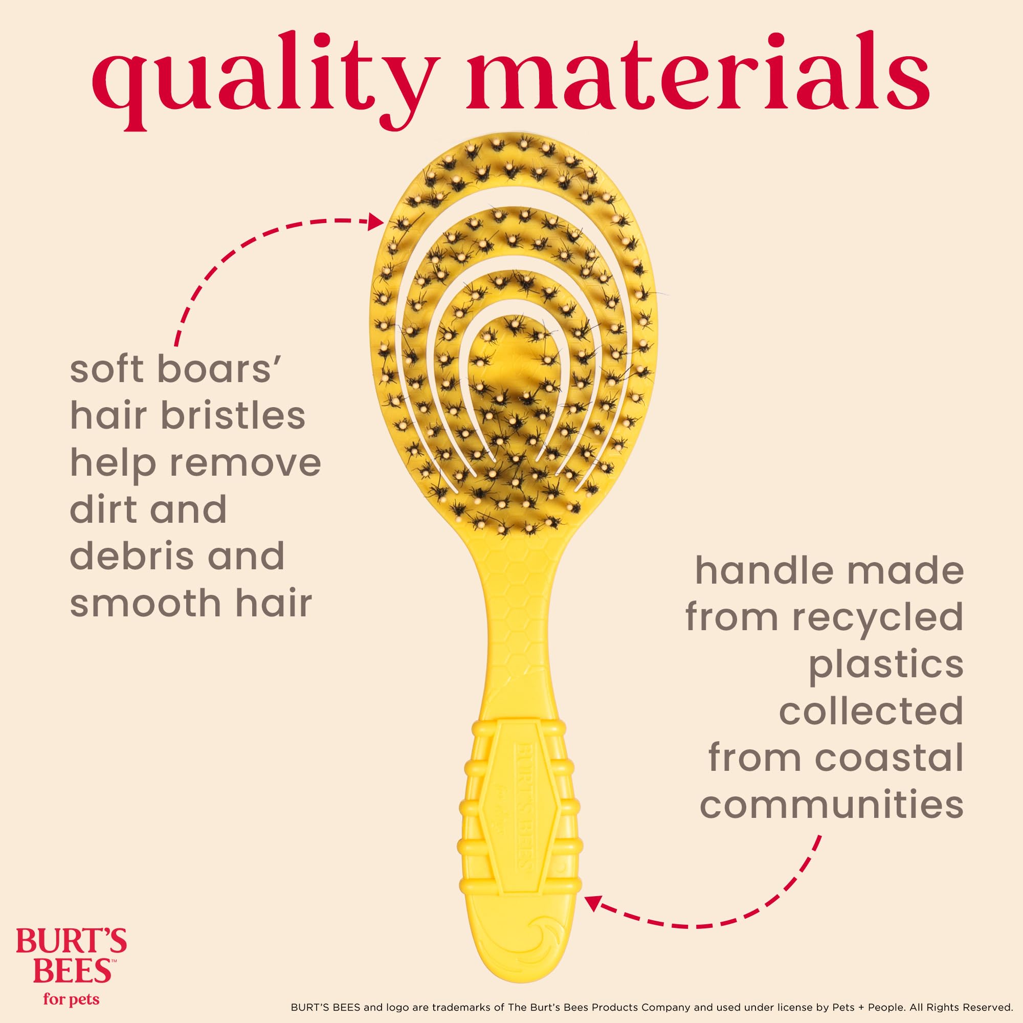 Burt's Bees for Pets Porcupine Bristle Brush, Large Dogs Hair Grooming Tool, Flex Technology, Recycled Plastics Handle, 9 Inches